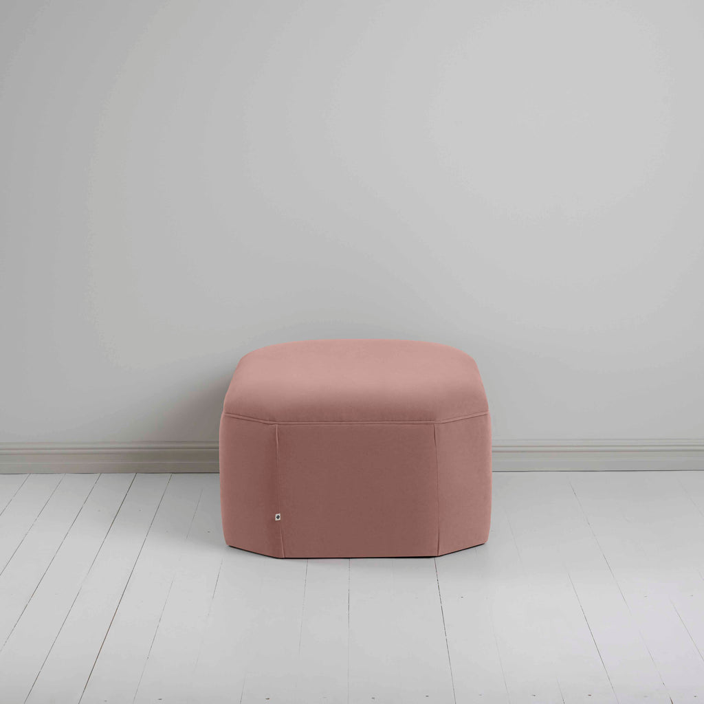  Hither Hexagonal Ottoman in Intelligent Velvet Dusky Pink - Nicola Harding 