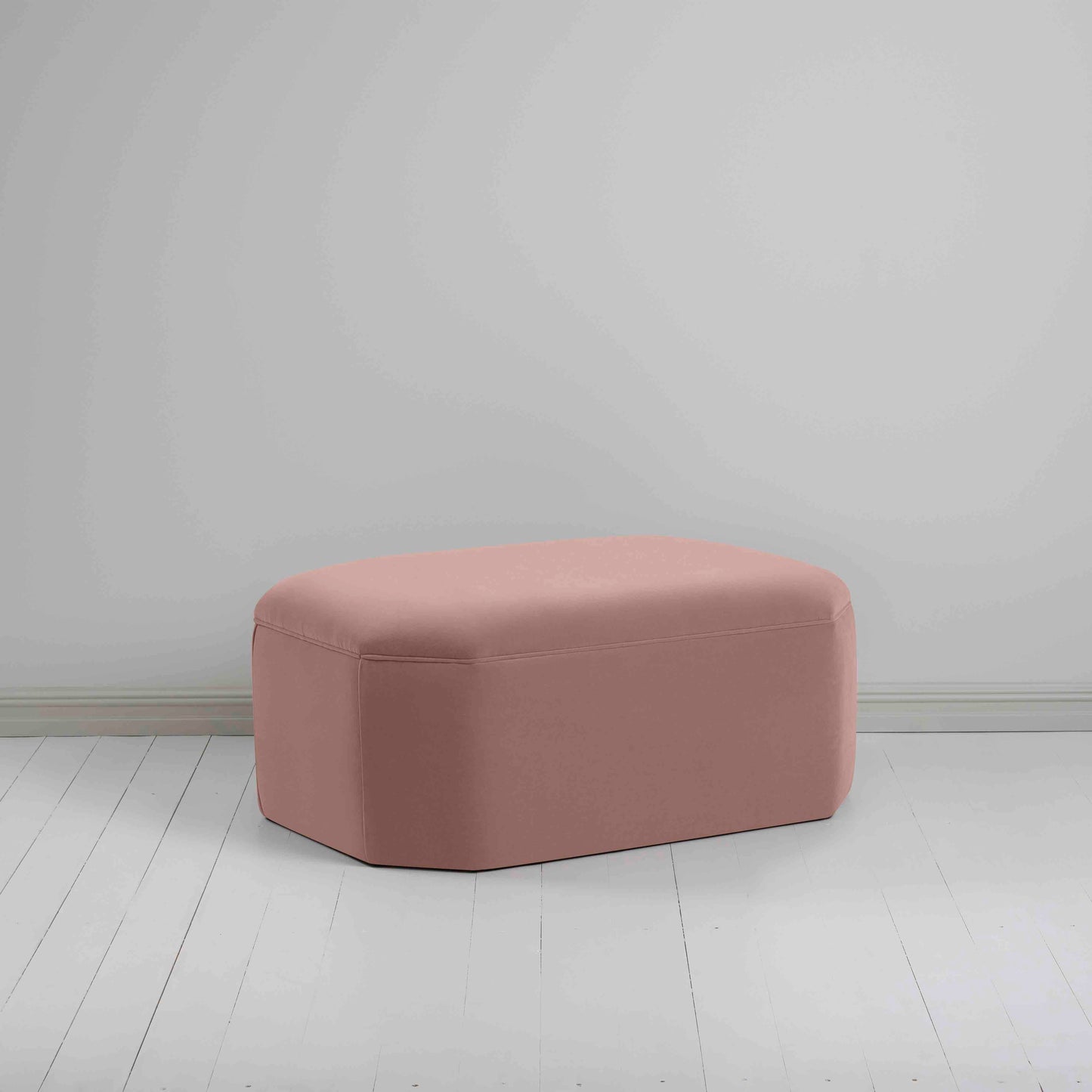 Hither Hexagonal Ottoman in Intelligent Velvet Dusky Pink - Nicola Harding