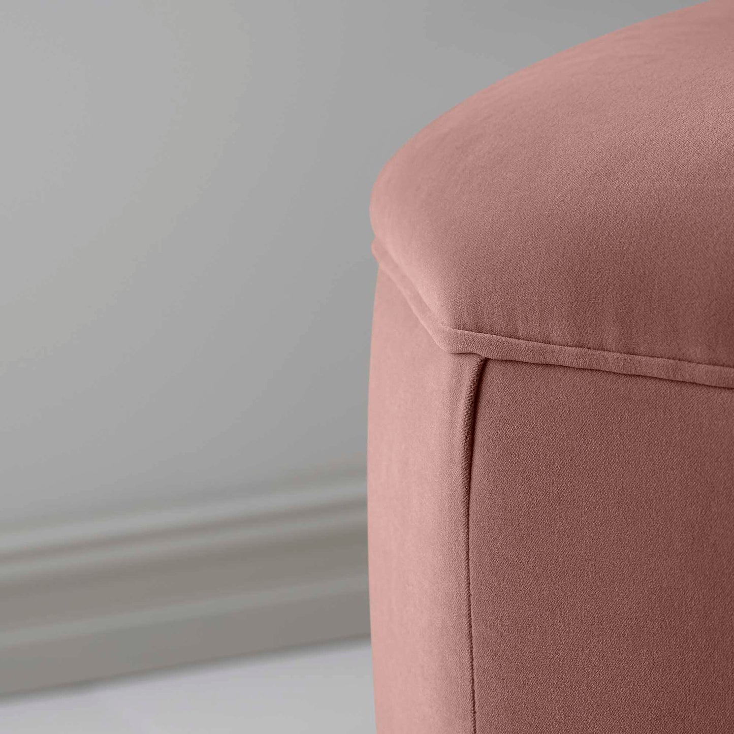 Hither Hexagonal Ottoman in Intelligent Velvet Dusky Pink - Nicola Harding