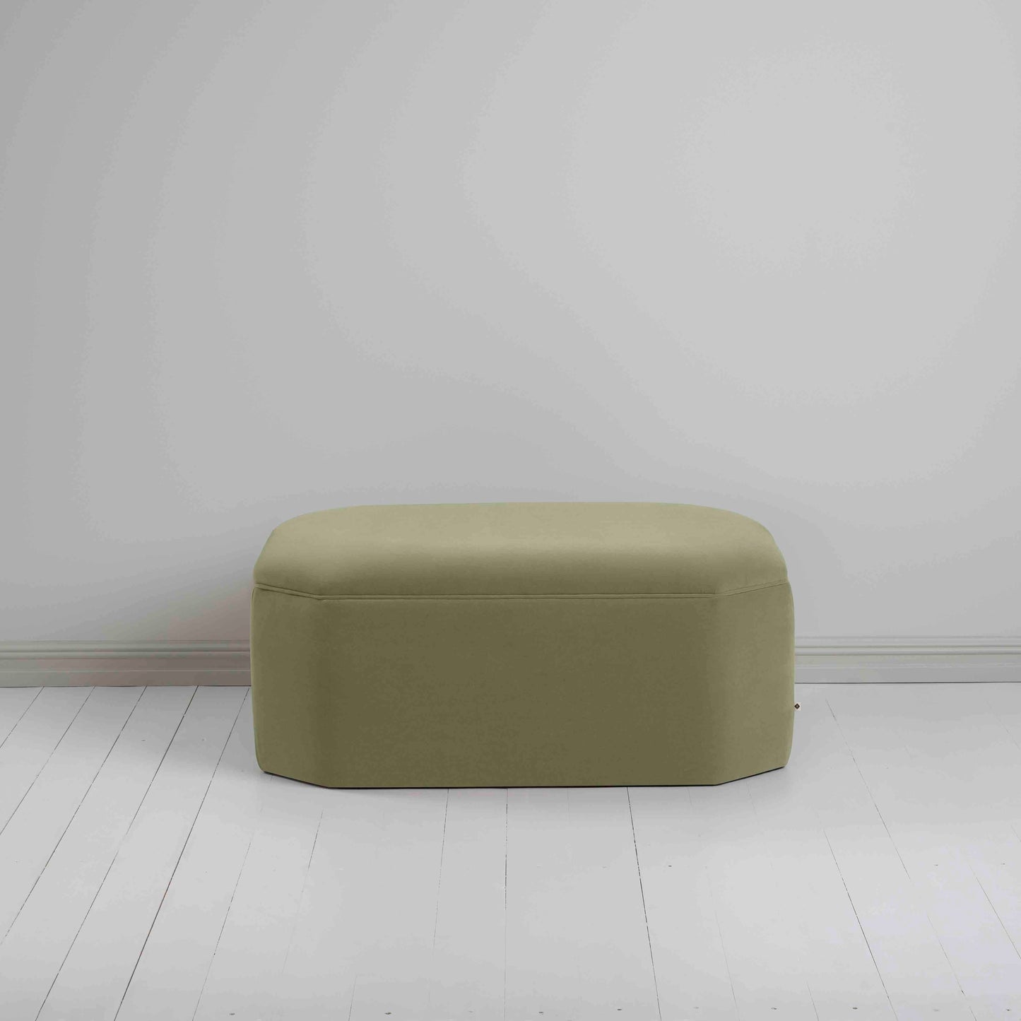 Hither Hexagonal Ottoman in Intelligent Velvet Green Tea - Nicola Harding