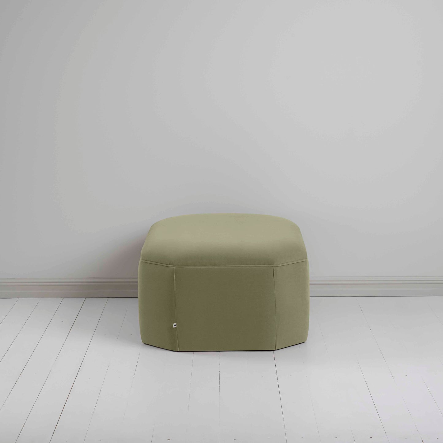 Hither Hexagonal Storage Ottoman in Intelligent Velvet Green Tea - Nicola Harding