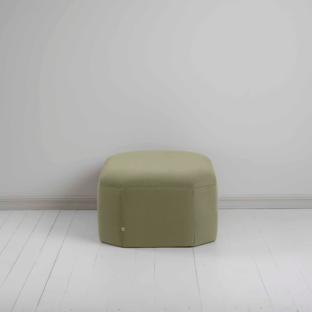  Hither Hexagonal Storage Ottoman in Intelligent Velvet Green Tea - Nicola Harding 