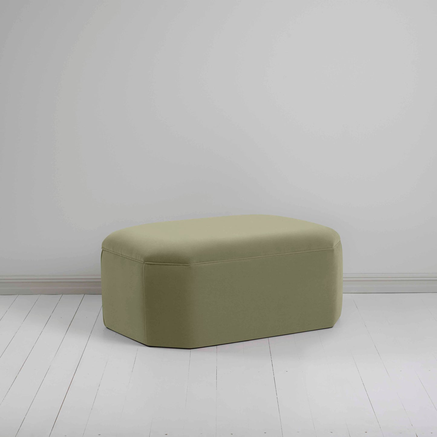 Hither Hexagonal Ottoman in Intelligent Velvet Green Tea - Nicola Harding