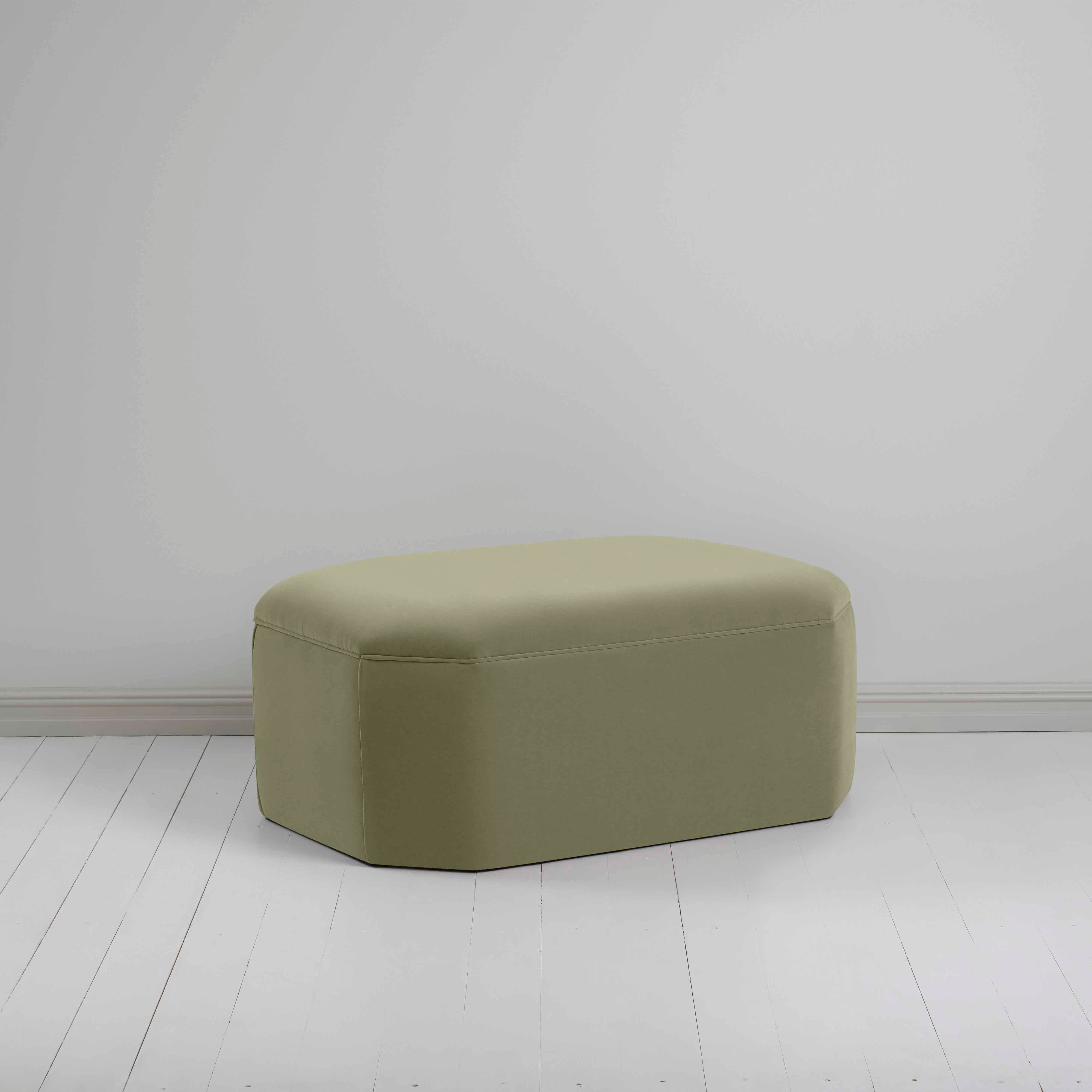  Hither Hexagonal Storage Ottoman in Intelligent Velvet Green Tea - Nicola Harding 