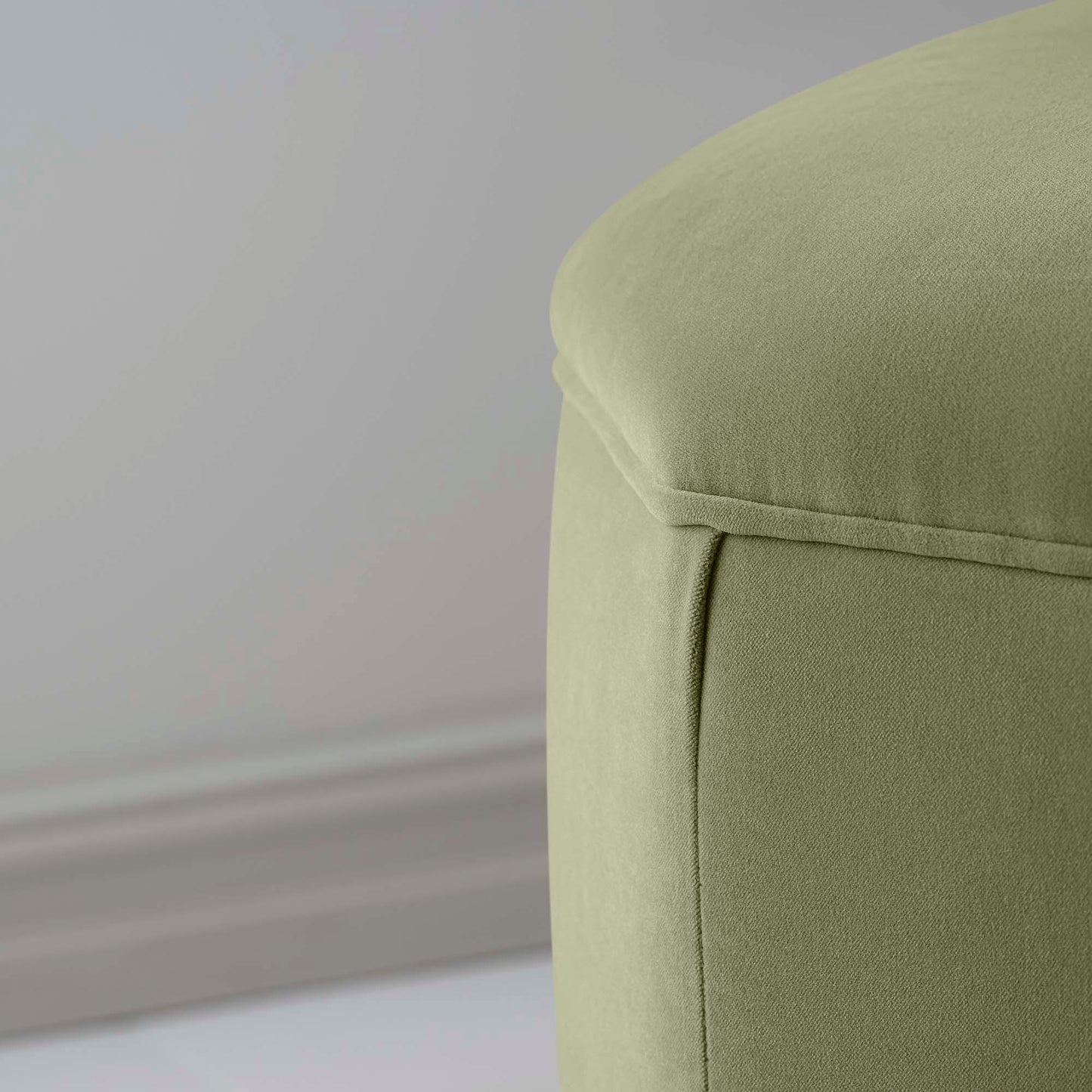 Hither Hexagonal Ottoman in Intelligent Velvet Green Tea - Nicola Harding