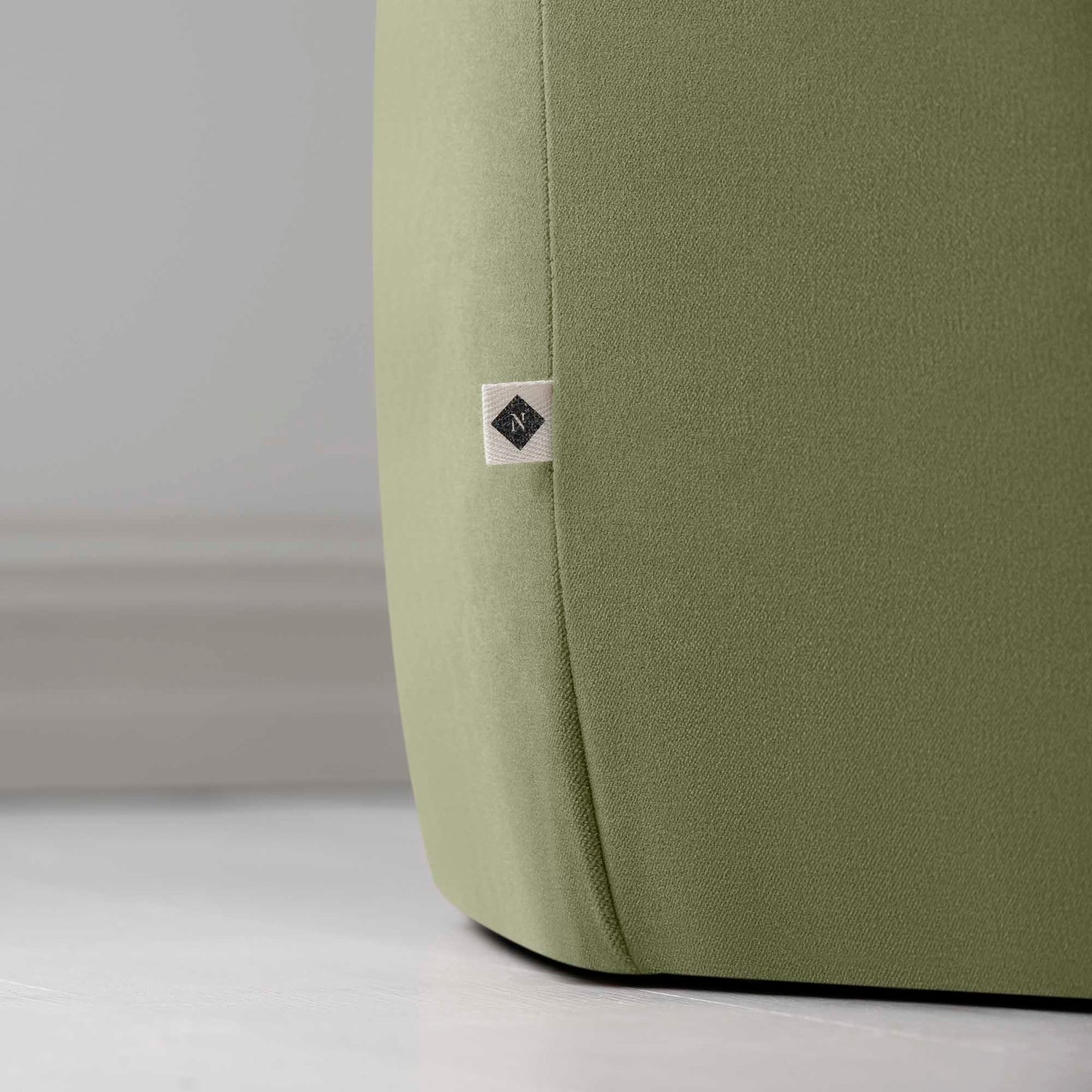 Hither Hexagonal Ottoman in Intelligent Velvet Green Tea - Nicola Harding