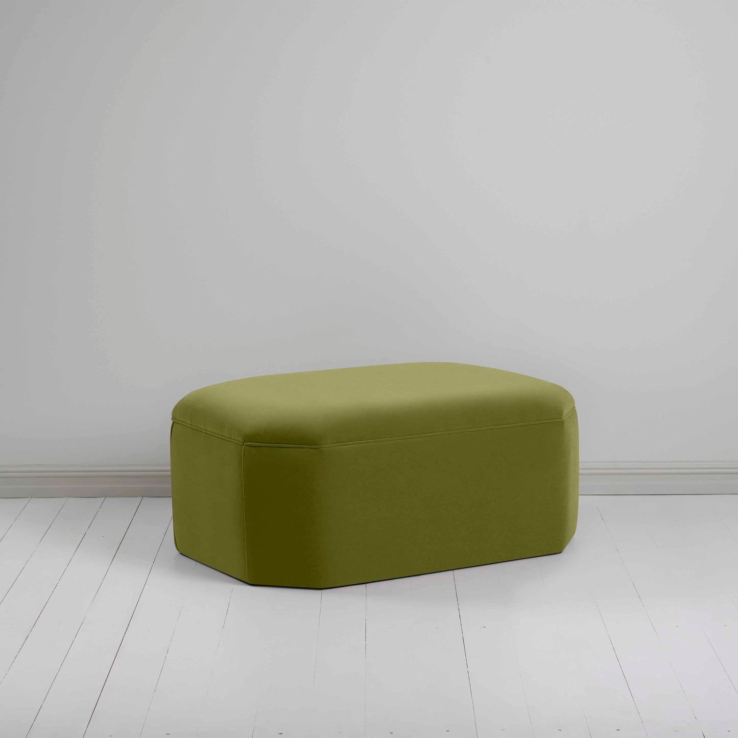 Hither Hexagonal Storage Ottoman in Intelligent Velvet Lawn - Nicola Harding