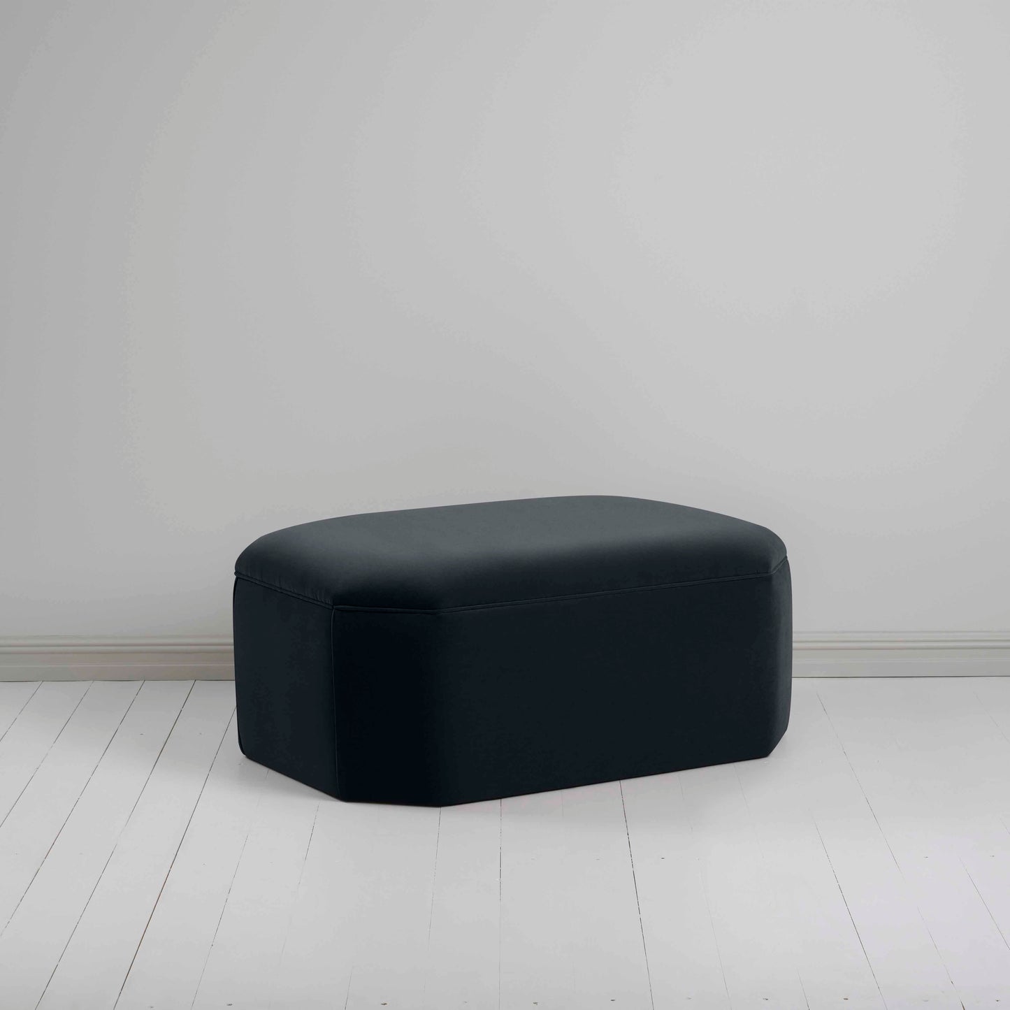 Hither Hexagonal Storage Ottoman in Intelligent Velvet Onyx - Nicola Harding