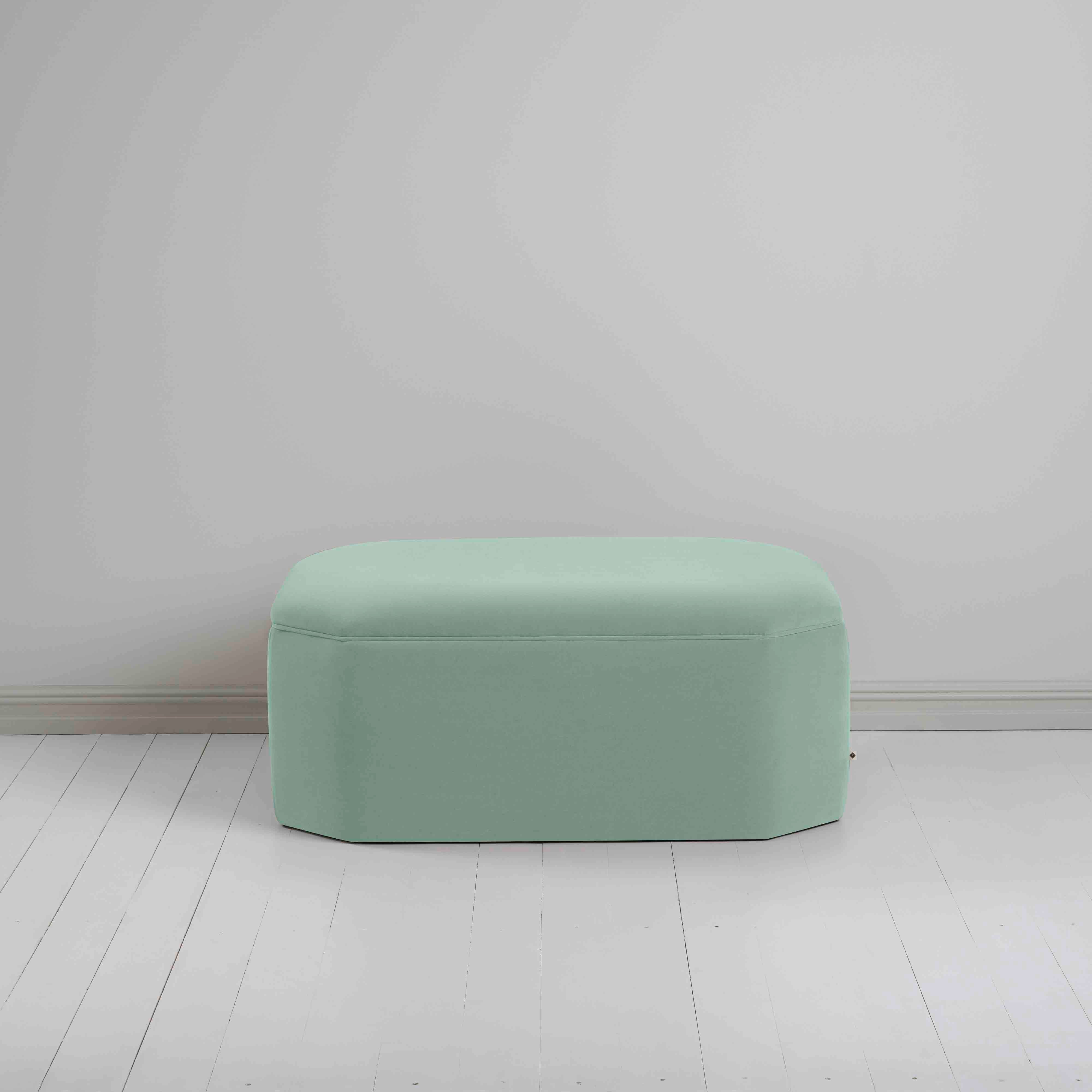  Hither Hexagonal Storage Ottoman in Intelligent Velvet Sea Mist - Nicola Harding 