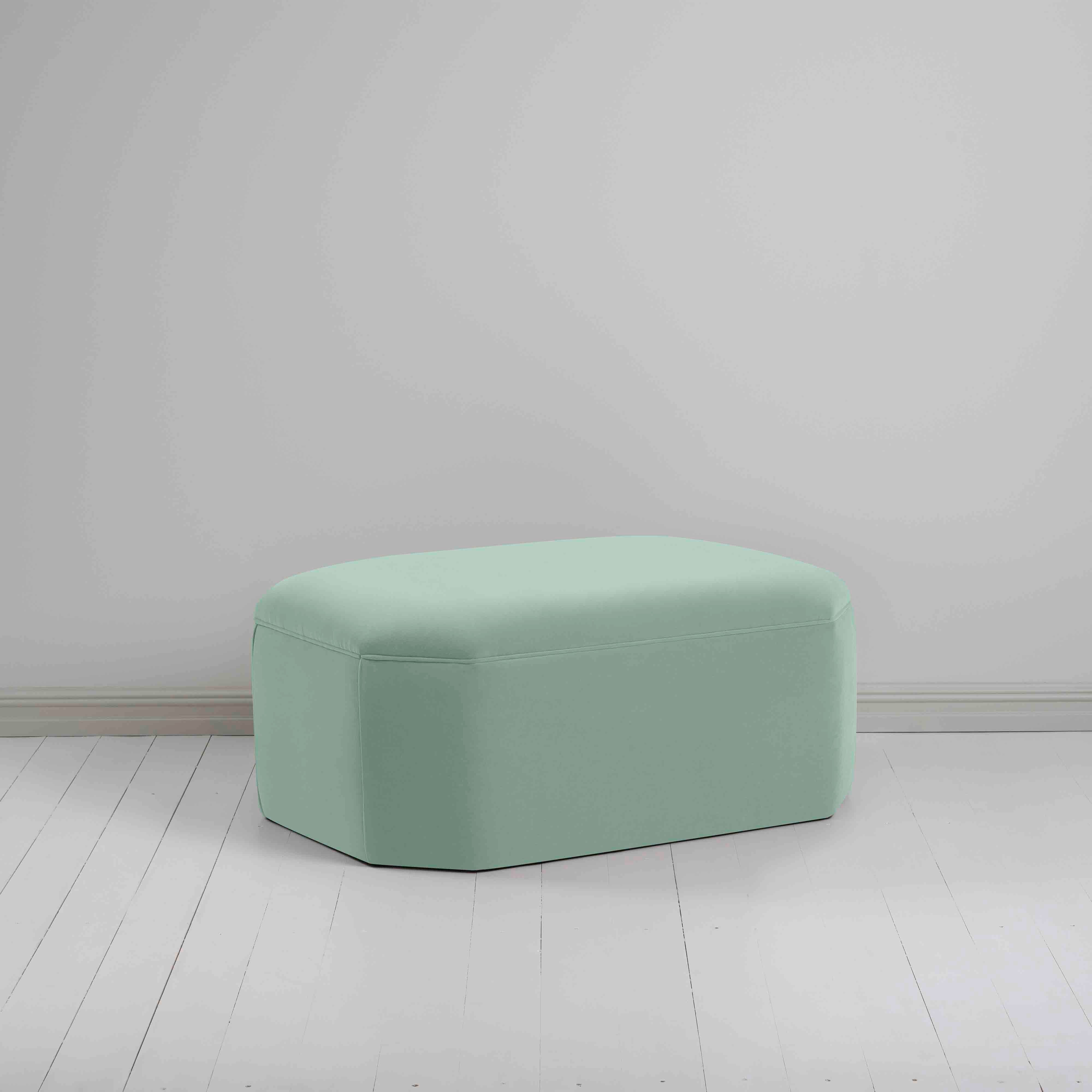  Hither Hexagonal Storage Ottoman in Intelligent Velvet Sea Mist - Nicola Harding 