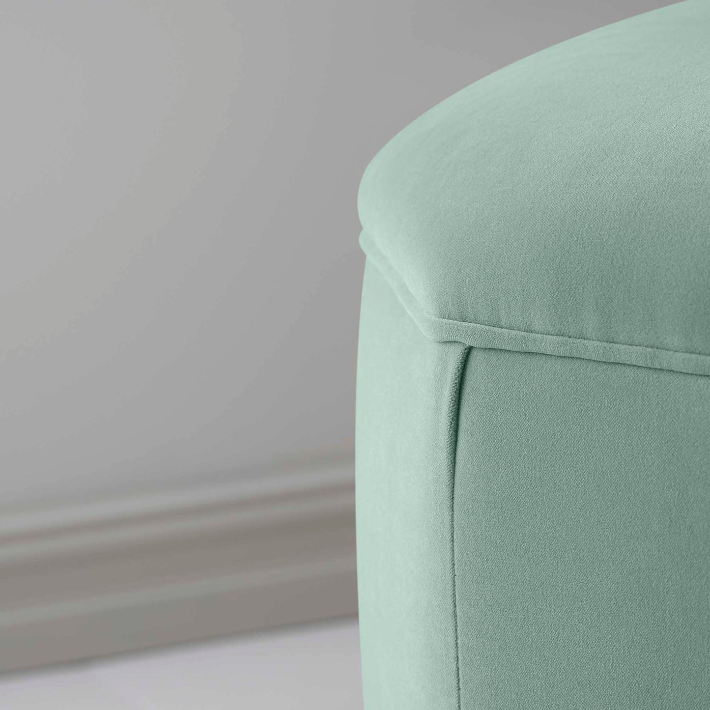 Hither Hexagonal Storage Ottoman in Intelligent Velvet Sea Mist - Nicola Harding