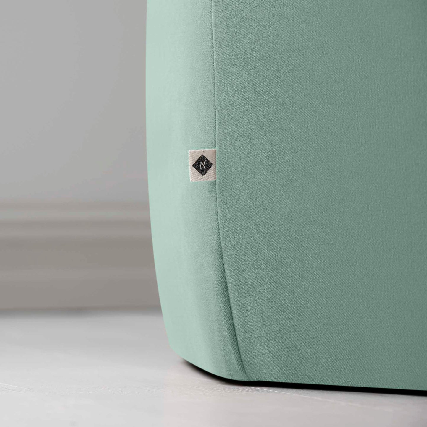 Hither Hexagonal Ottoman in Intelligent Velvet Sea Mist - Nicola Harding