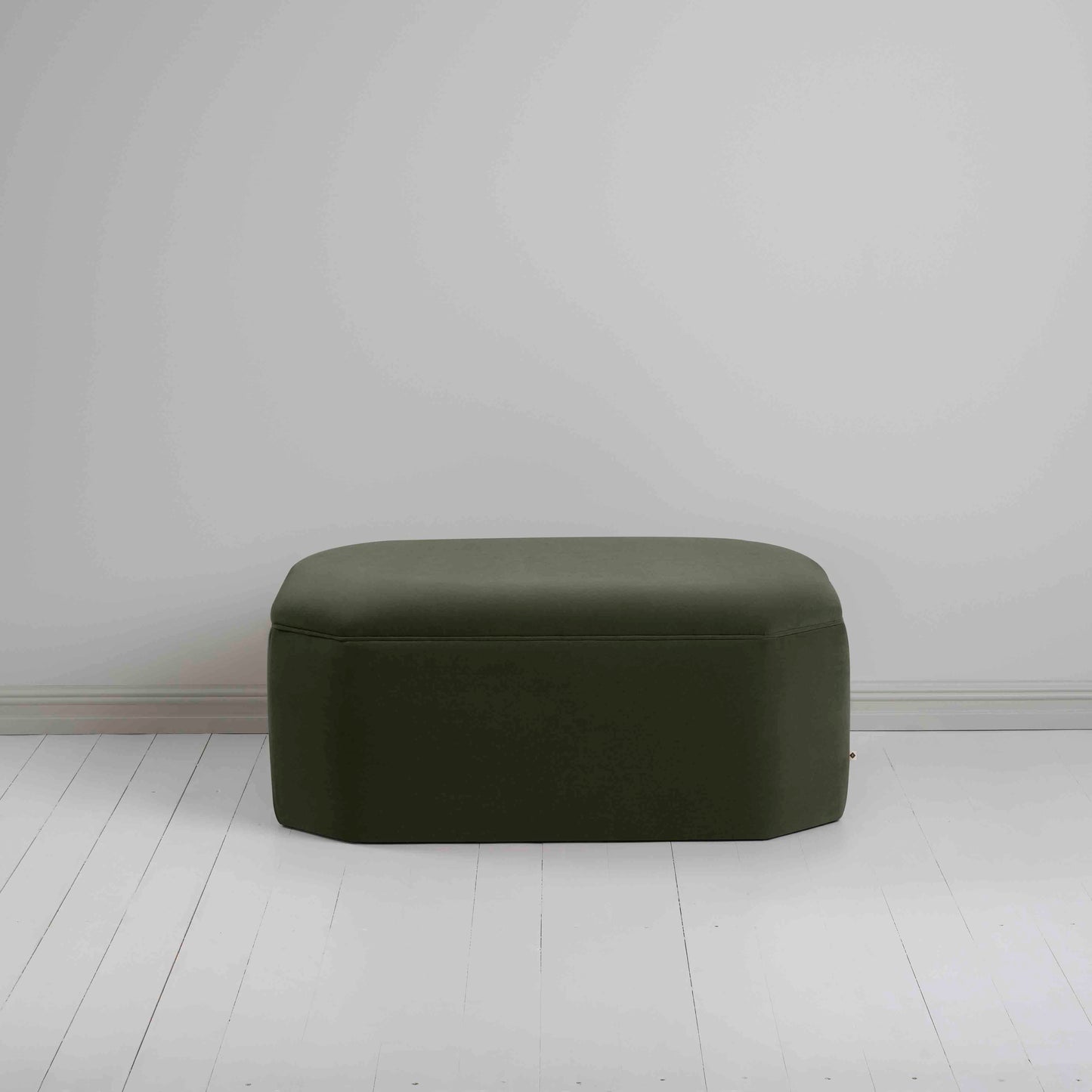 Hither Hexagonal Ottoman in Intelligent Velvet Seaweed - Nicola Harding