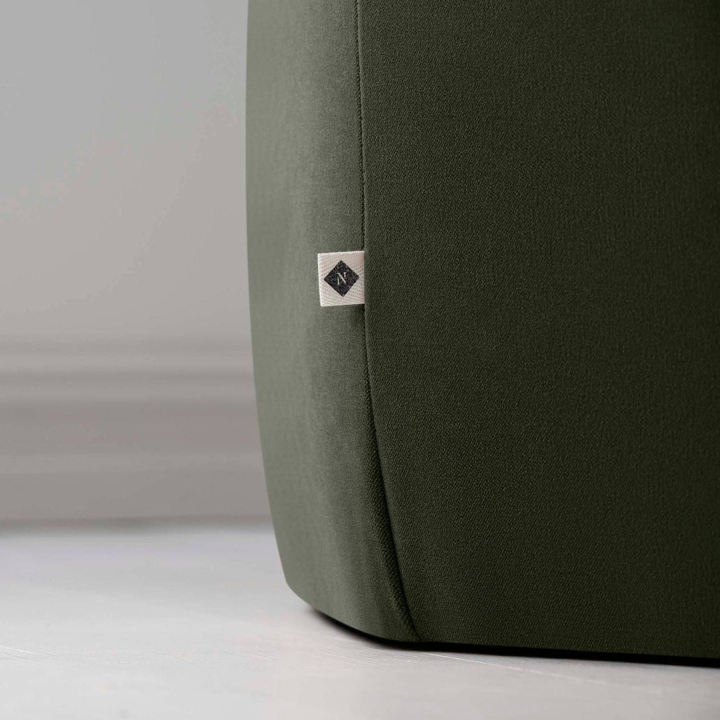 Hither Hexagonal Ottoman in Intelligent Velvet Seaweed - Nicola Harding