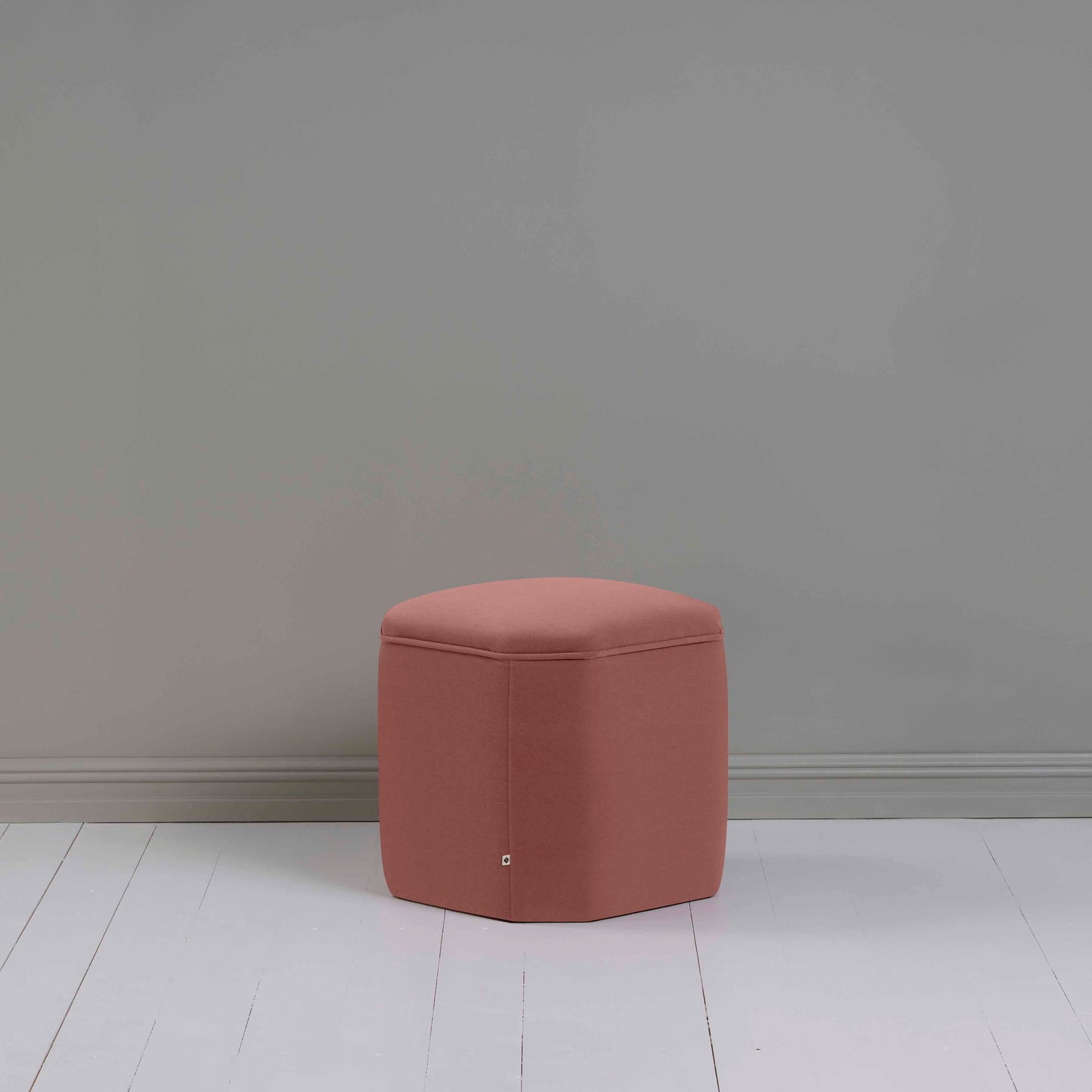 Thither Hexagonal Ottoman in Intelligent Velvet Damson - NiX