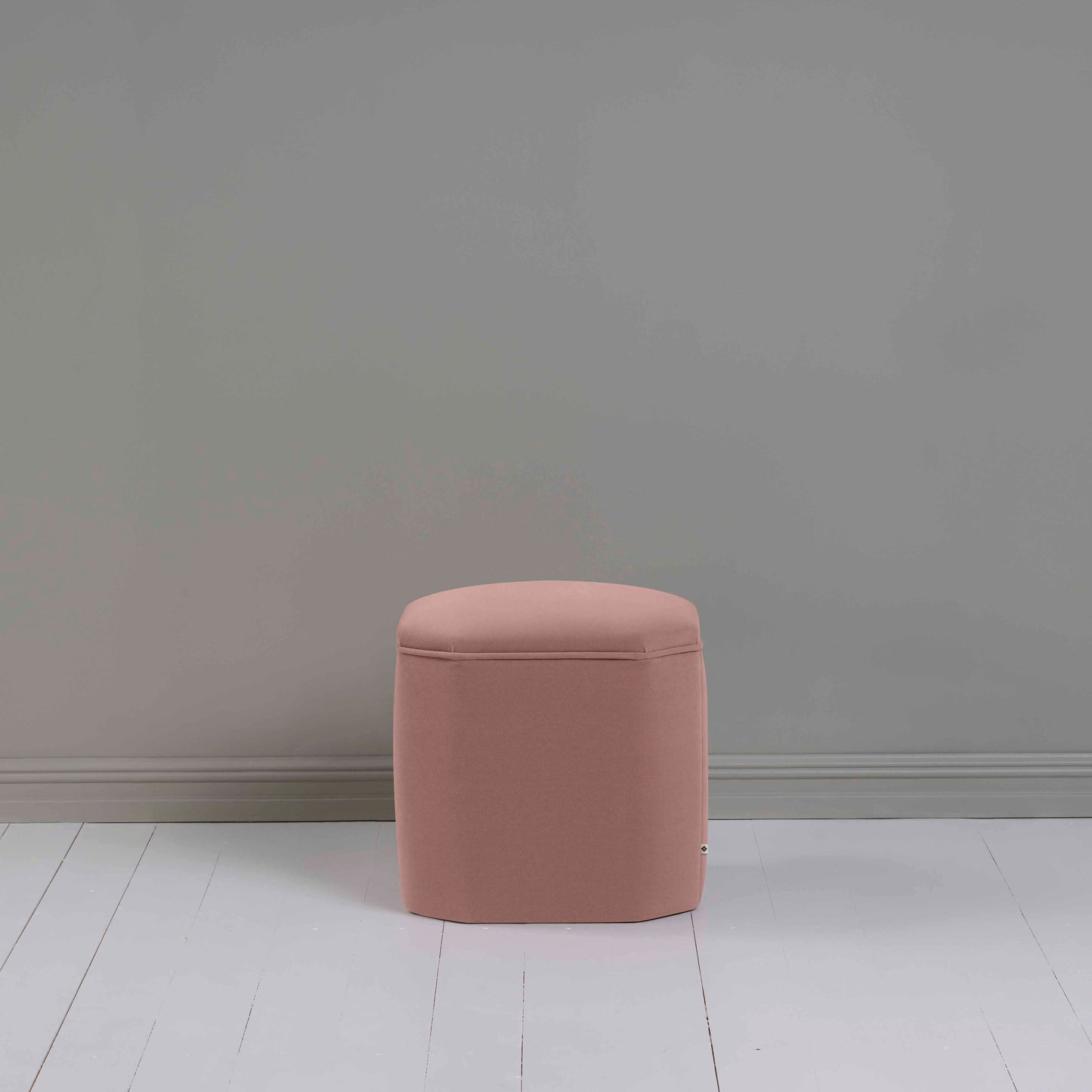 Thither Hexagonal Ottoman in Intelligent Velvet Dusky Pink