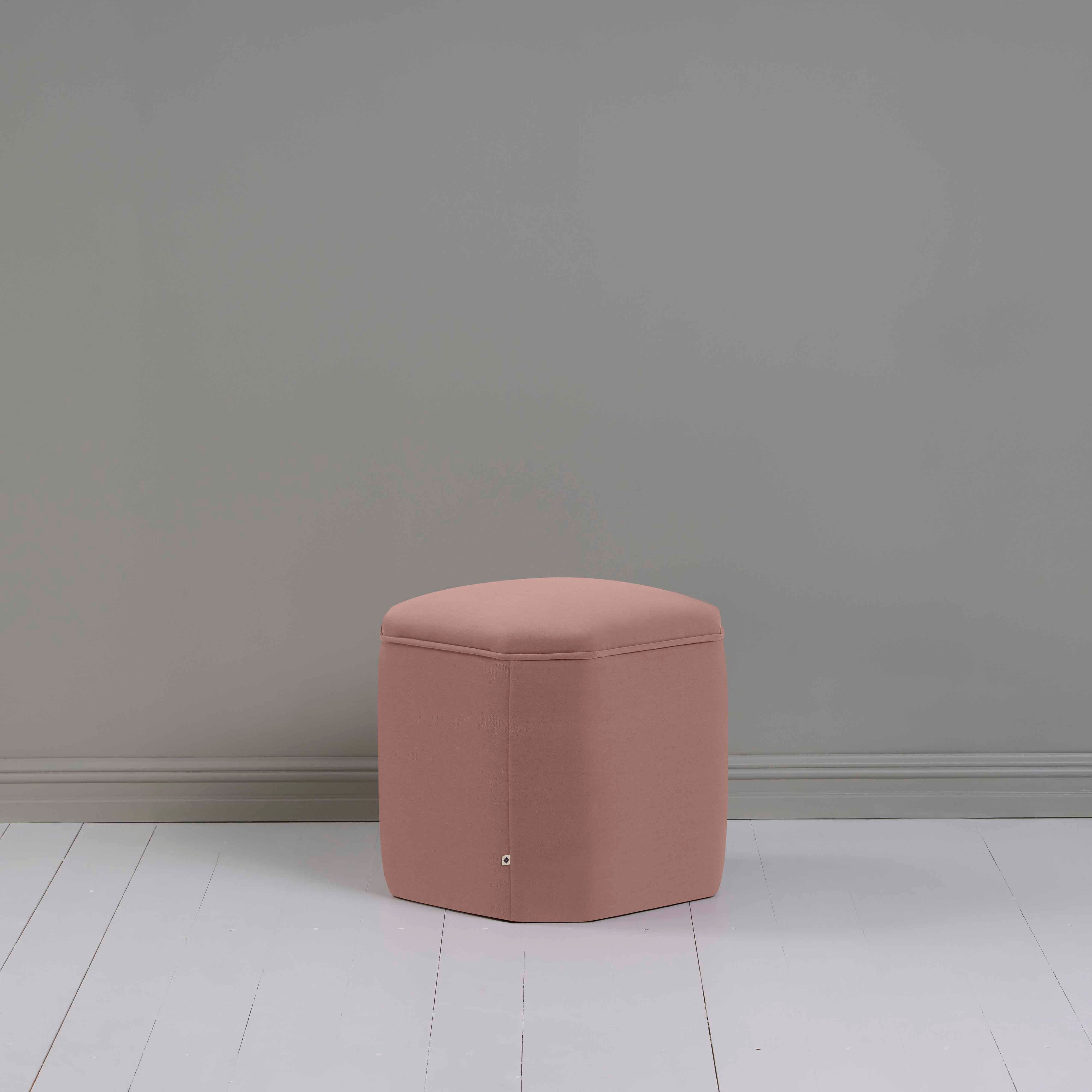  Thither Hexagonal Ottoman in Intelligent Velvet Dusky Pink - NiX 