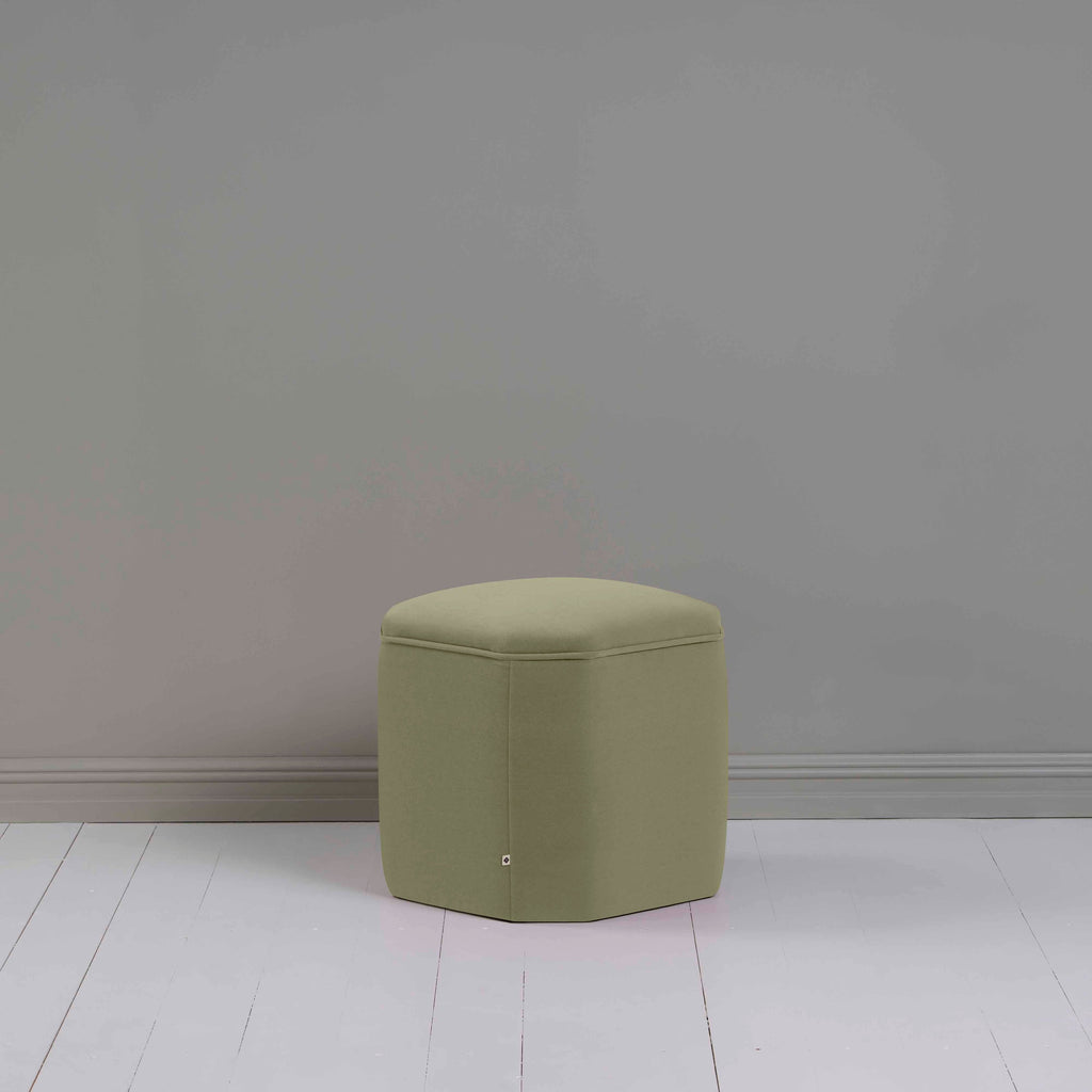  Thither Hexagonal Ottoman in Intelligent Velvet Green Tea - NiX 