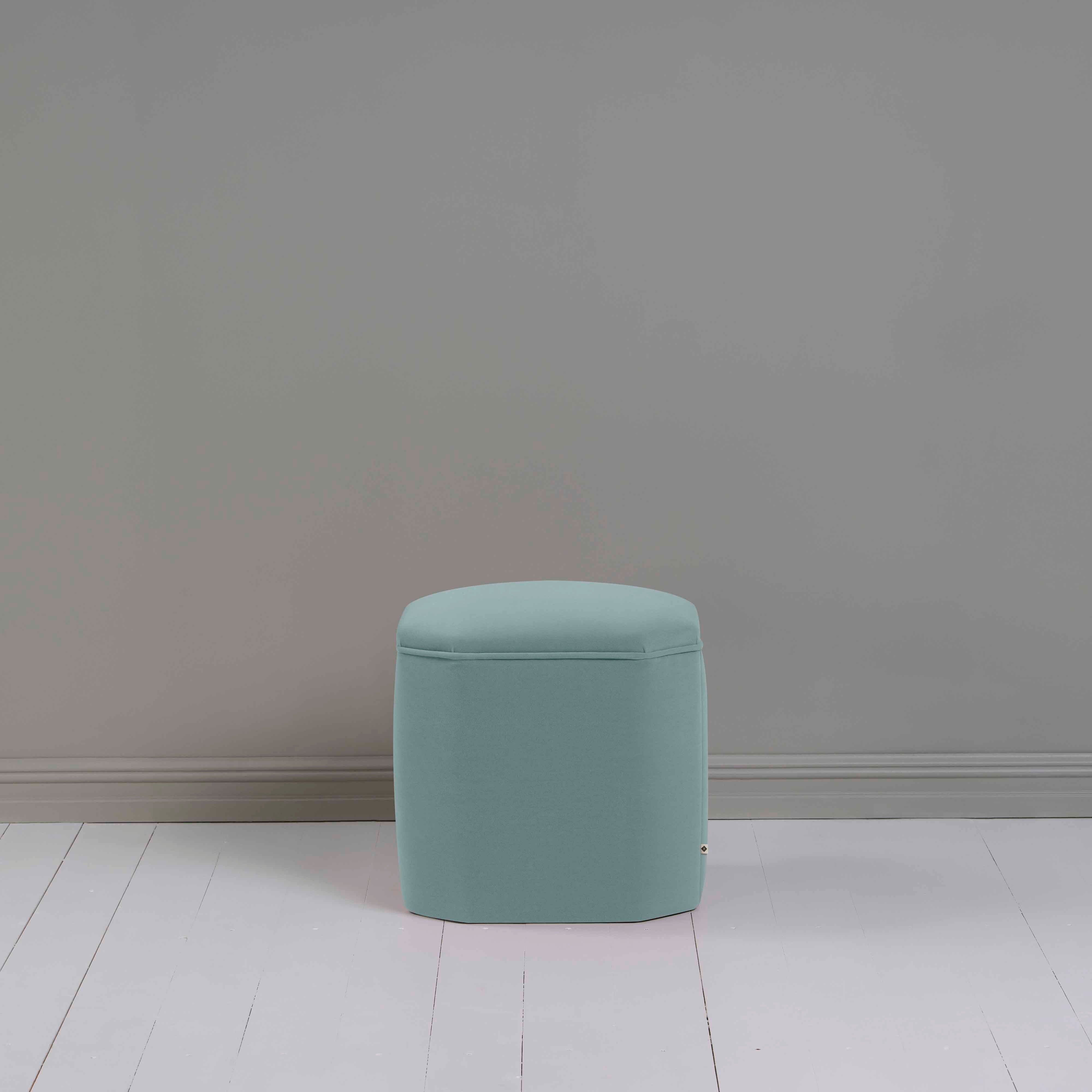  Thither Hexagonal Ottoman in Intelligent Velvet Mineral Back View - NiX 