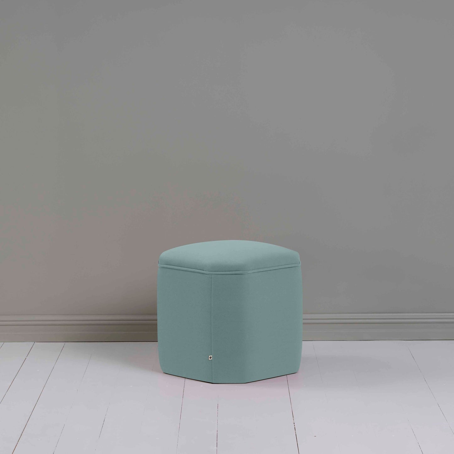 Thither Hexagonal Ottoman in Intelligent Velvet Mineral - NiX