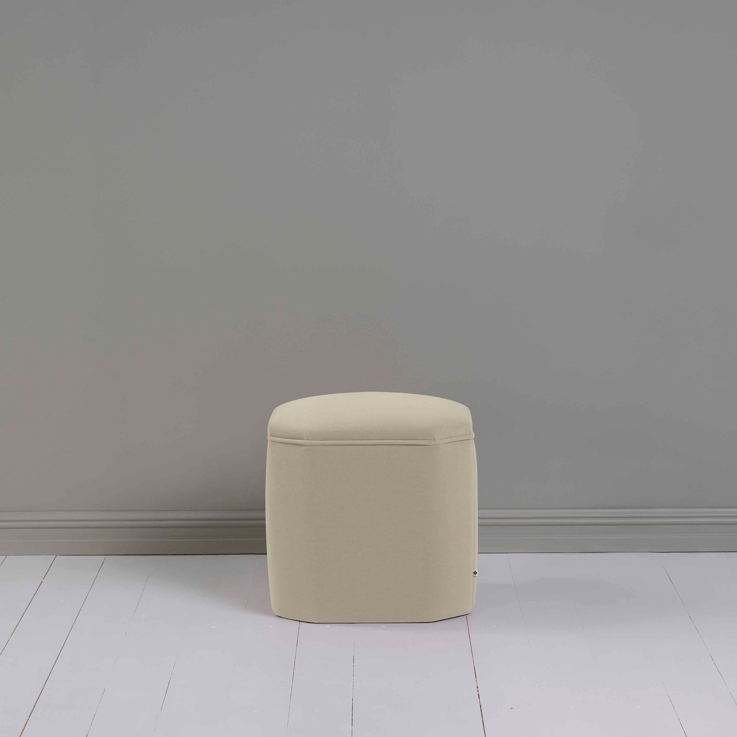 Thither Hexagonal Ottoman in Intelligent Velvet Moonstone Back View - NiX