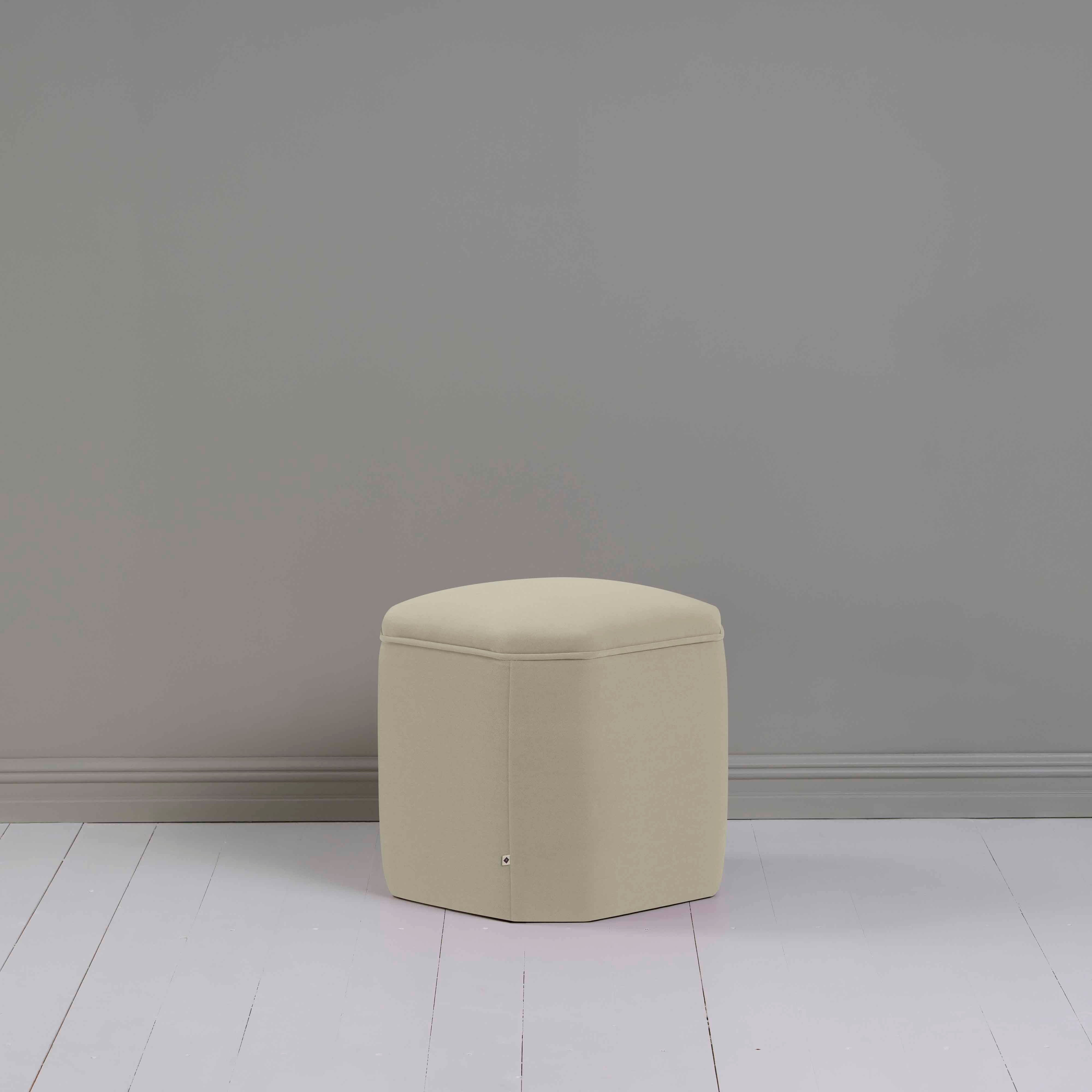  Thither Hexagonal Ottoman in Intelligent Velvet Moonstone - NiX 