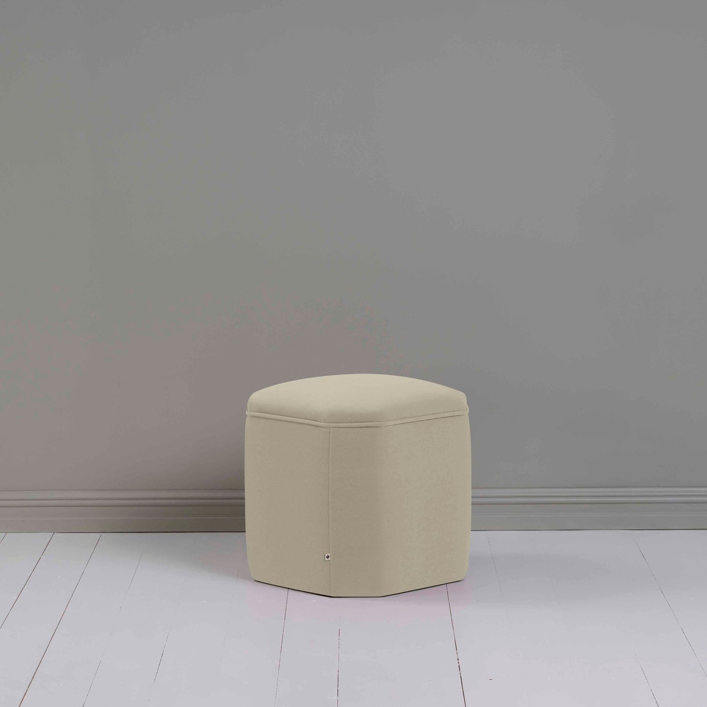 Thither Hexagonal Ottoman in Intelligent Velvet Moonstone - NiX