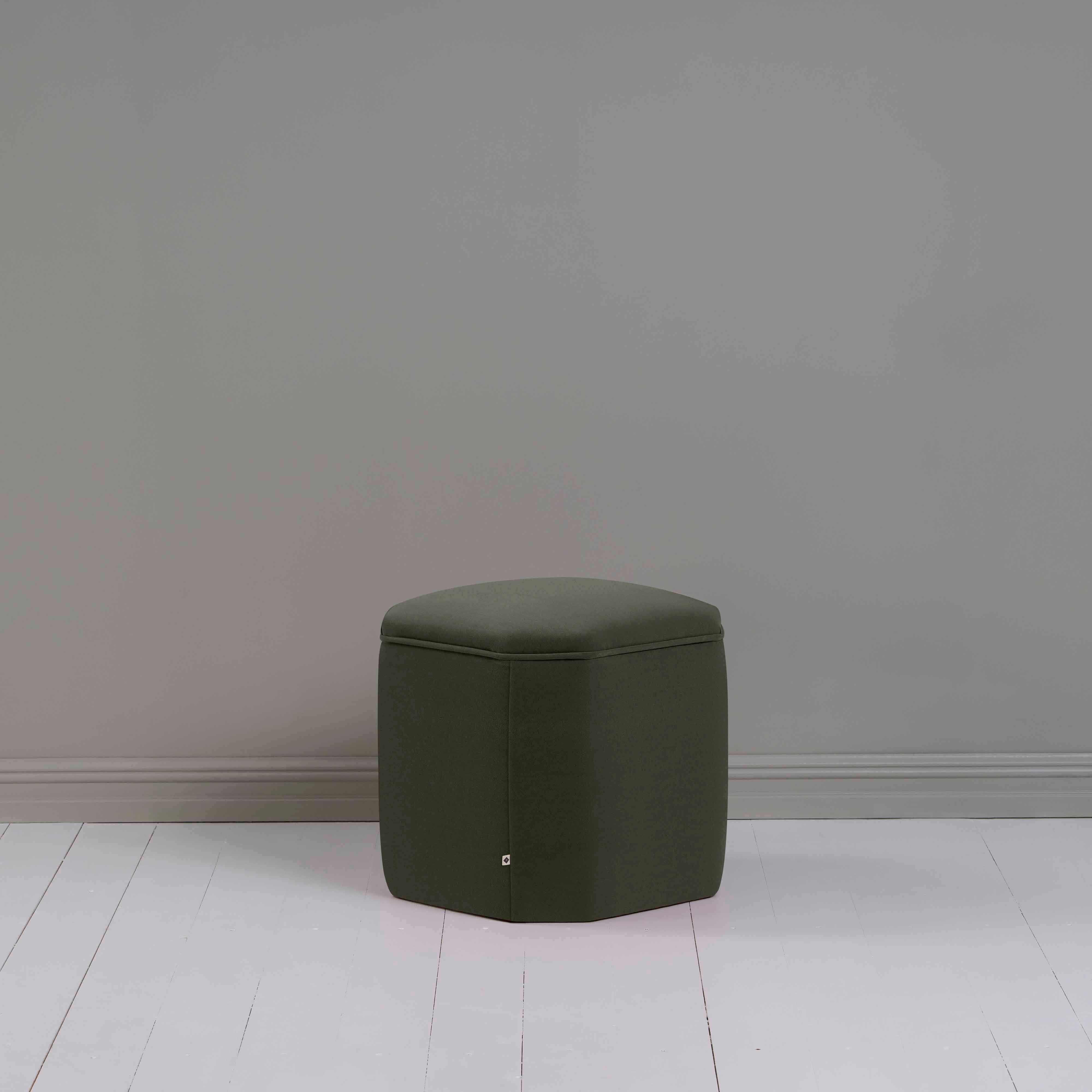  Thither Hexagonal Ottoman in Intelligent Velvet Seaweed 