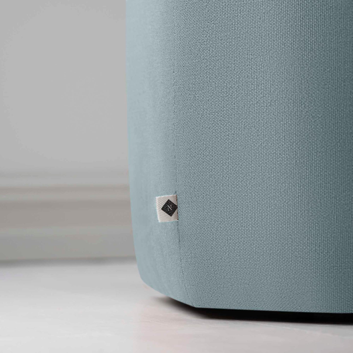 NiX Special tag on Thither Hexagonal Ottoman in Laidback Linen Cerulean