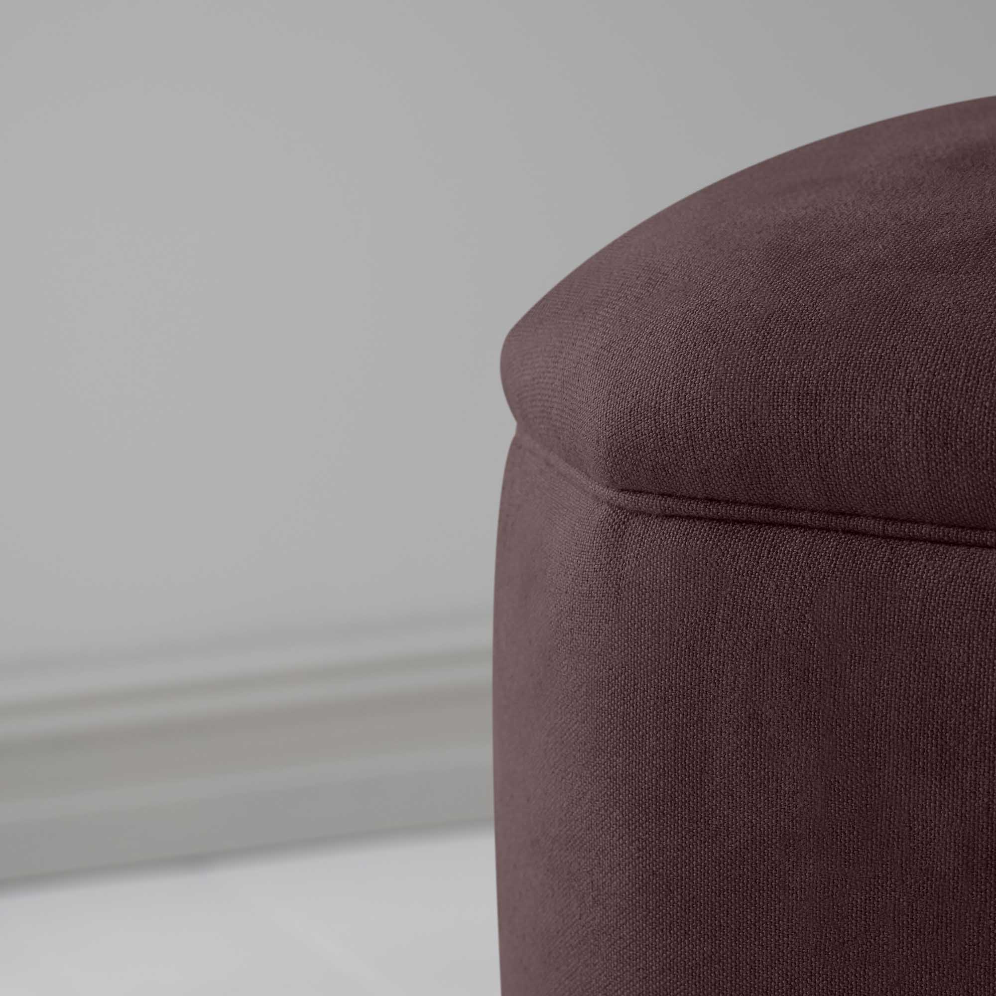  Thither Hexagonal Ottoman in Laidback Linen Damson Design Closeup - NiX 