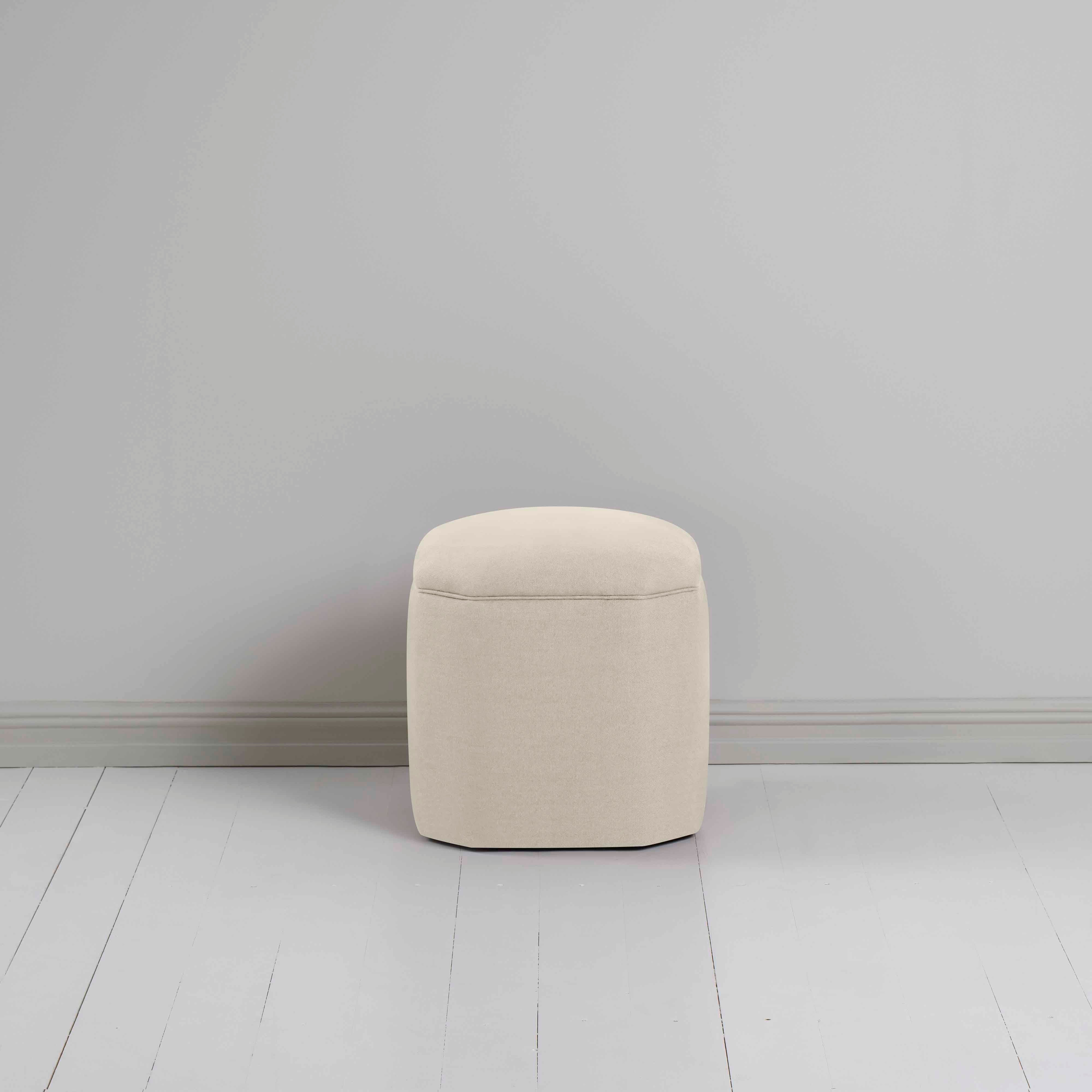  Thither Hexagonal Ottoman in Laidback Linen Dove Back View - NiX 