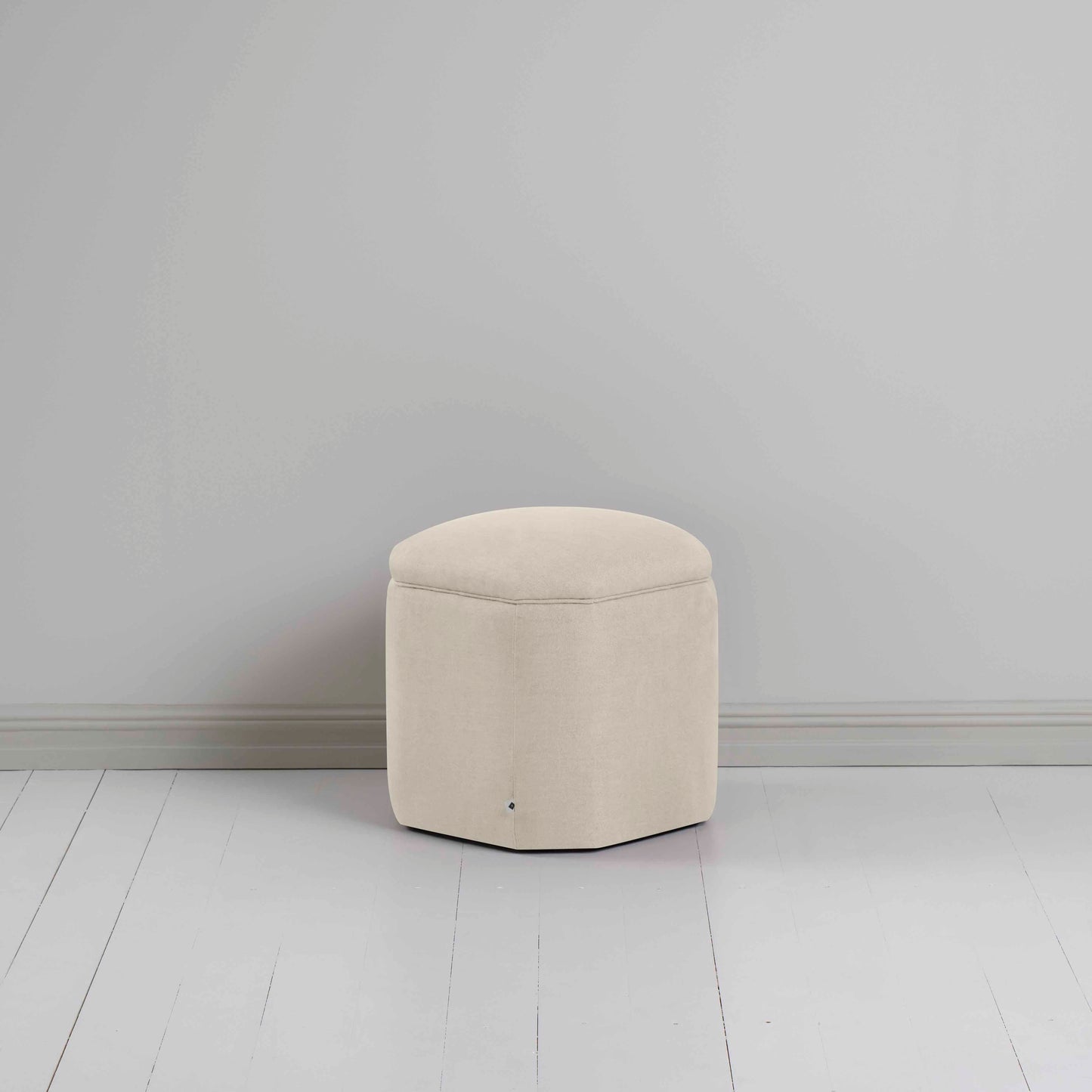 Thither Hexagonal Ottoman in Laidback Linen Dove - NiX