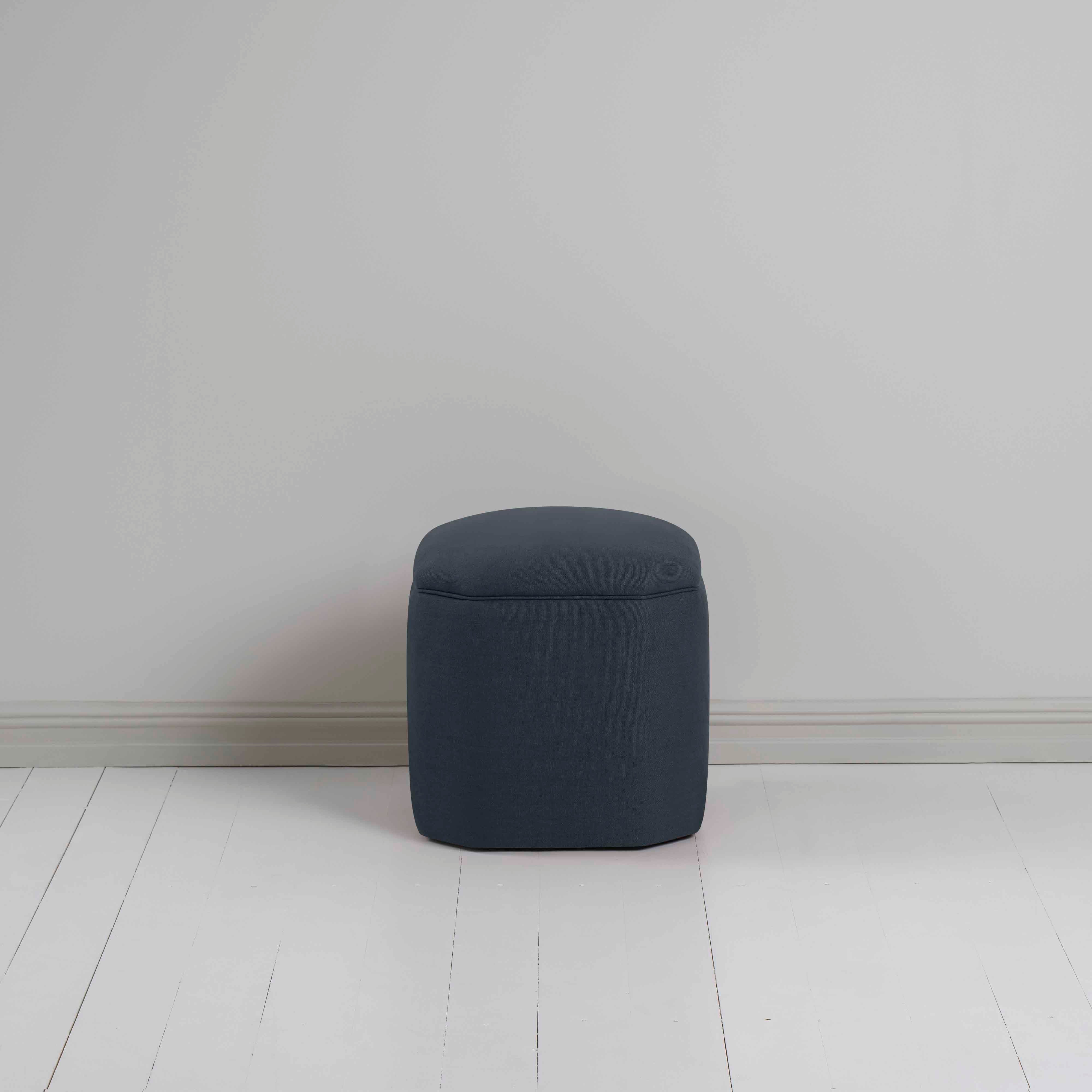  Thither Hexagonal Ottoman in Laidback Linen Midnight 