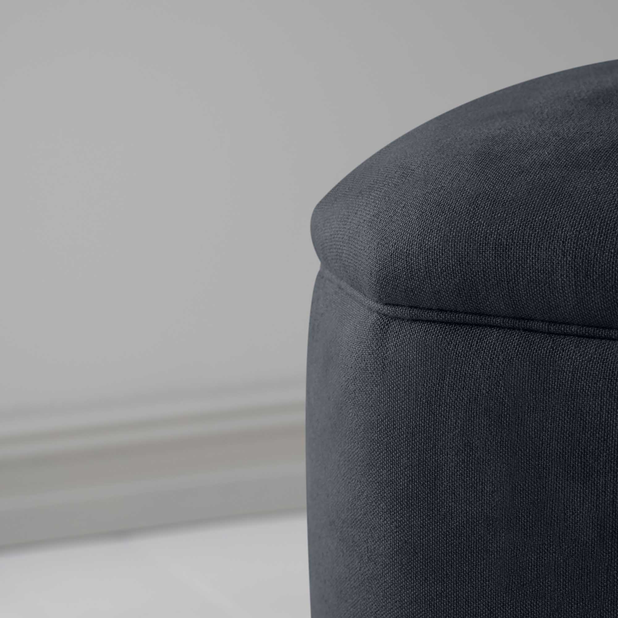  Thither Hexagonal Ottoman in Laidback Linen Midnight Design Closeup - NiX 