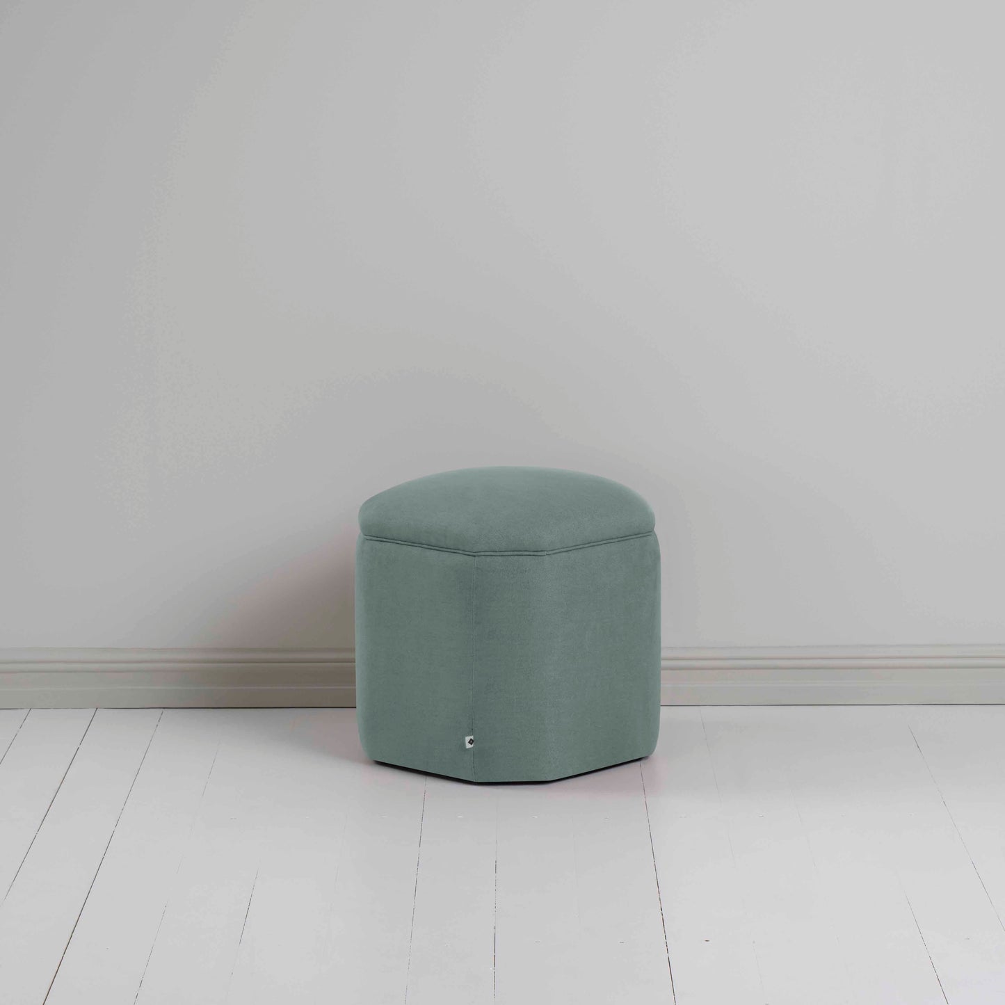 Thither Hexagonal Ottoman in Laidback Linen Mineral - NiX