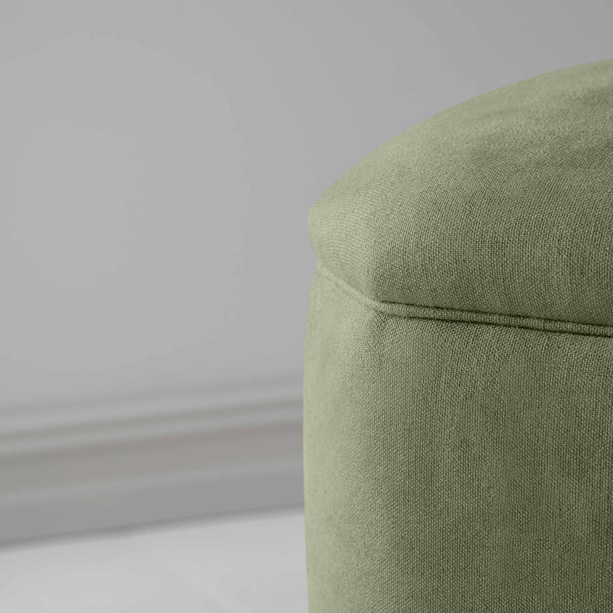  Thither Hexagonal Ottoman in Laidback Linen Moss Design Closeup - NiX 