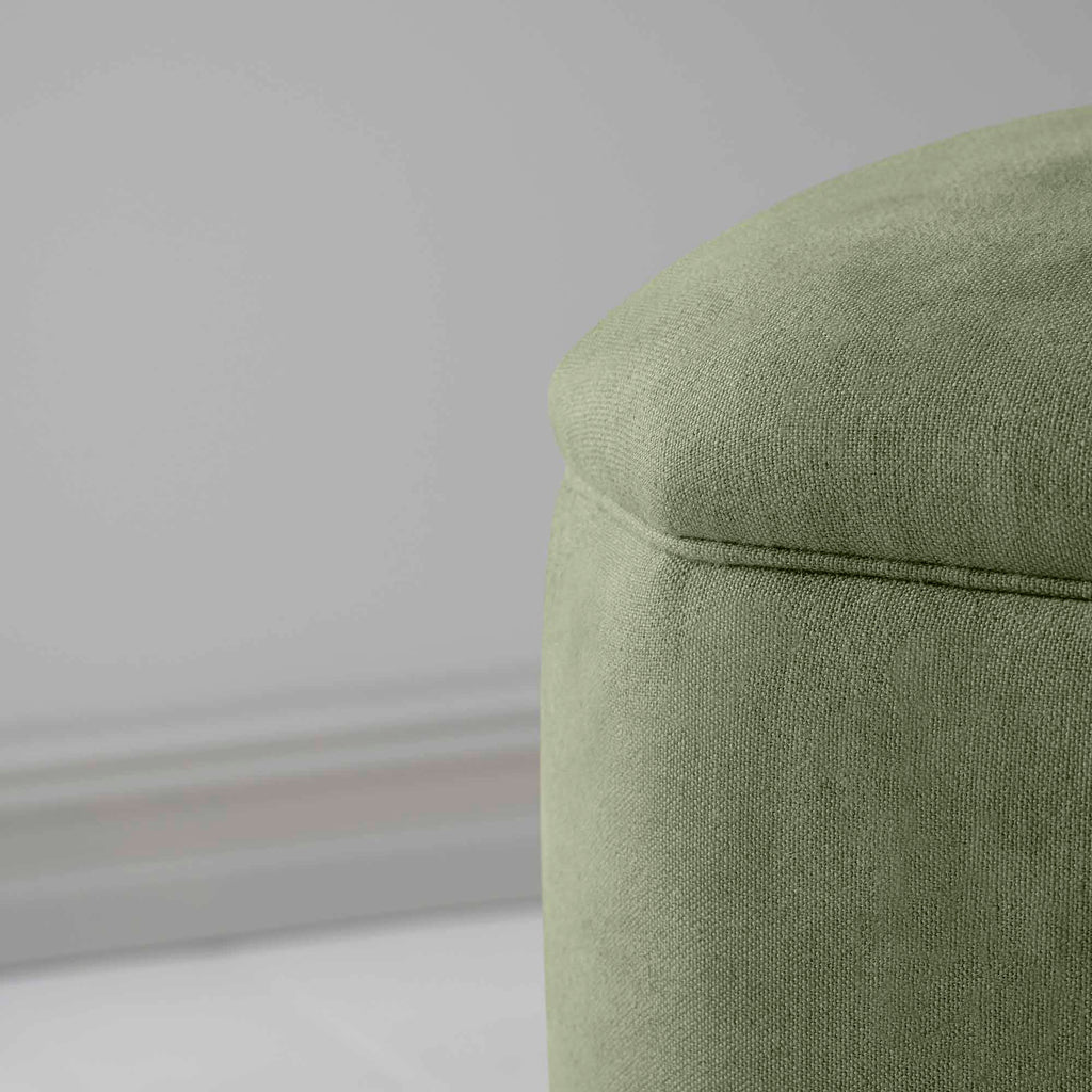  Thither Hexagonal Ottoman in Laidback Linen Moss Design Closeup - NiX 