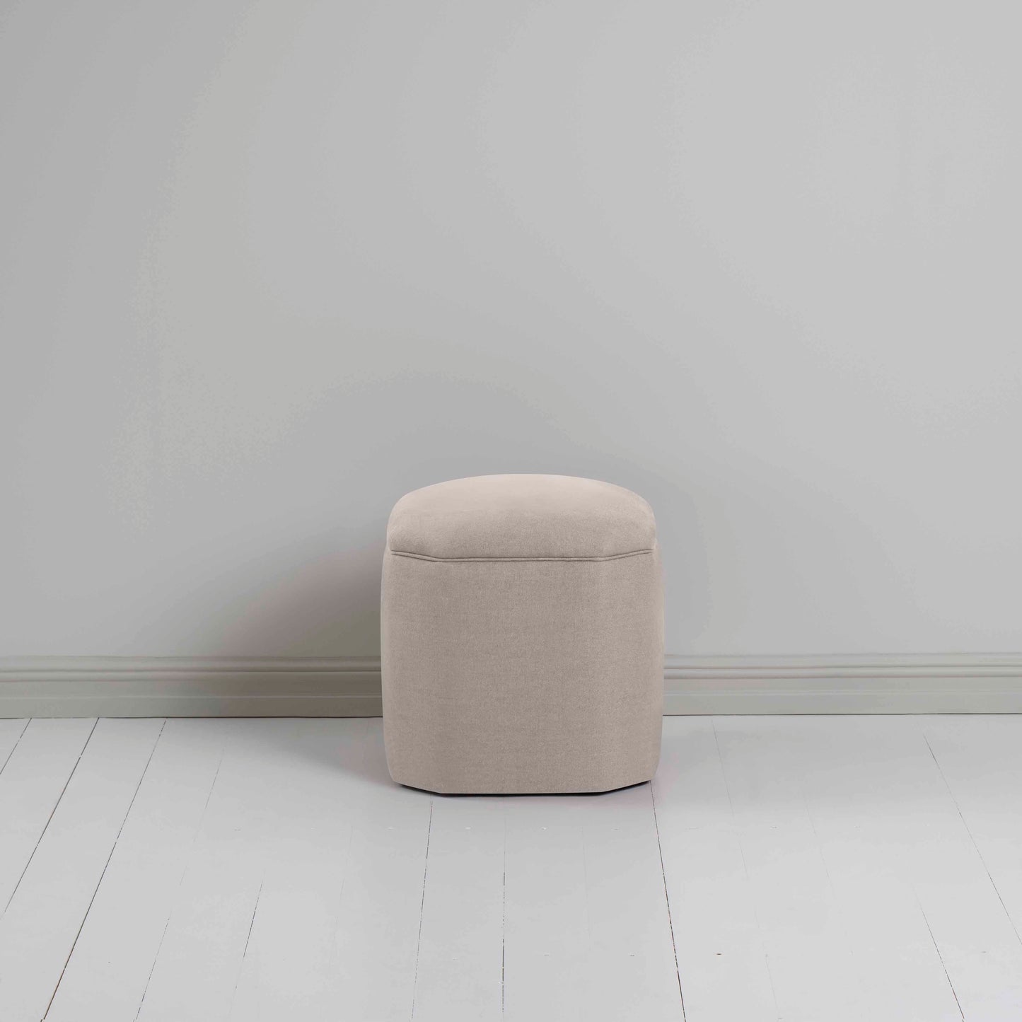 Thither Hexagonal Ottoman in Laidback Linen Pearl Grey