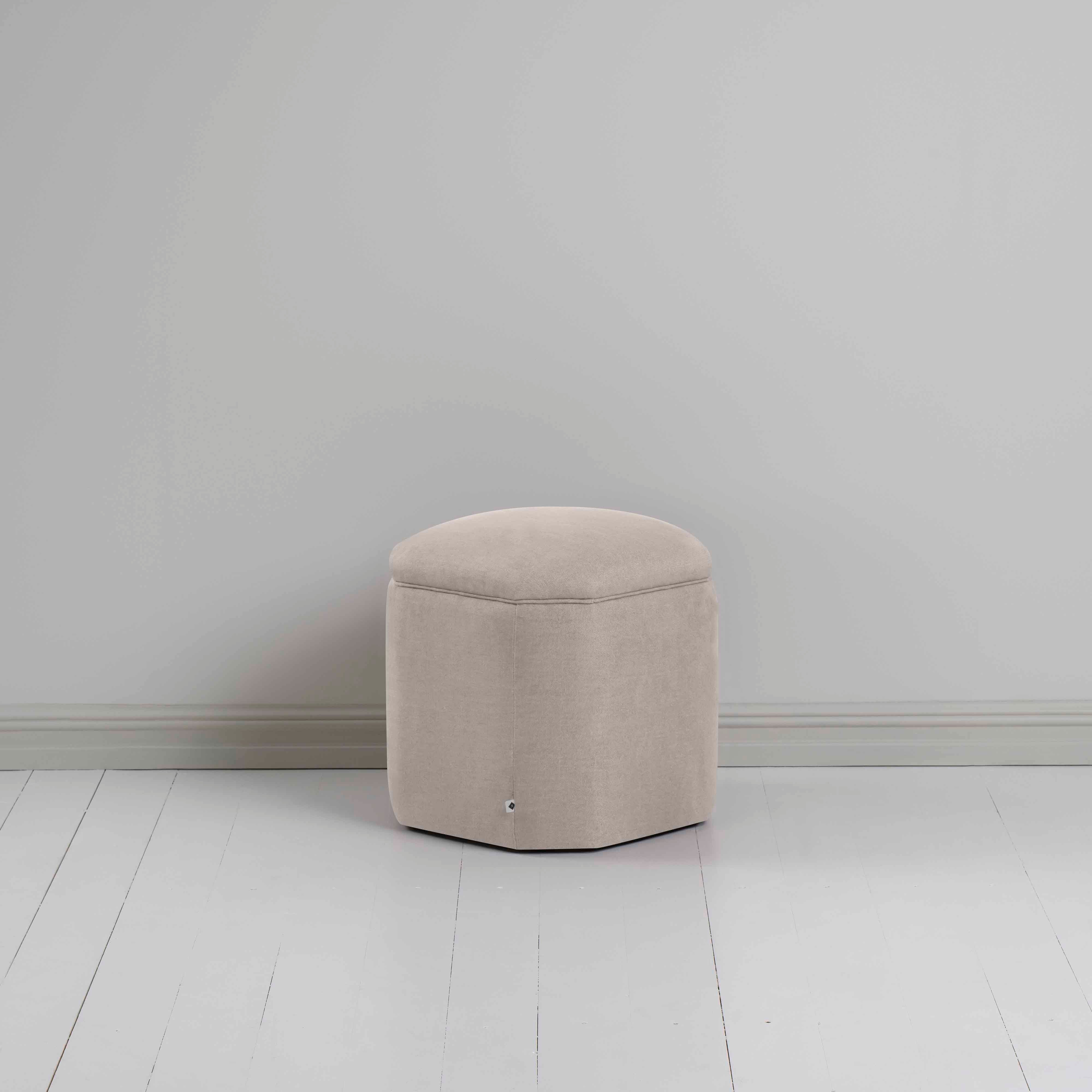  Thither Hexagonal Ottoman in Laidback Linen Pearl Grey 