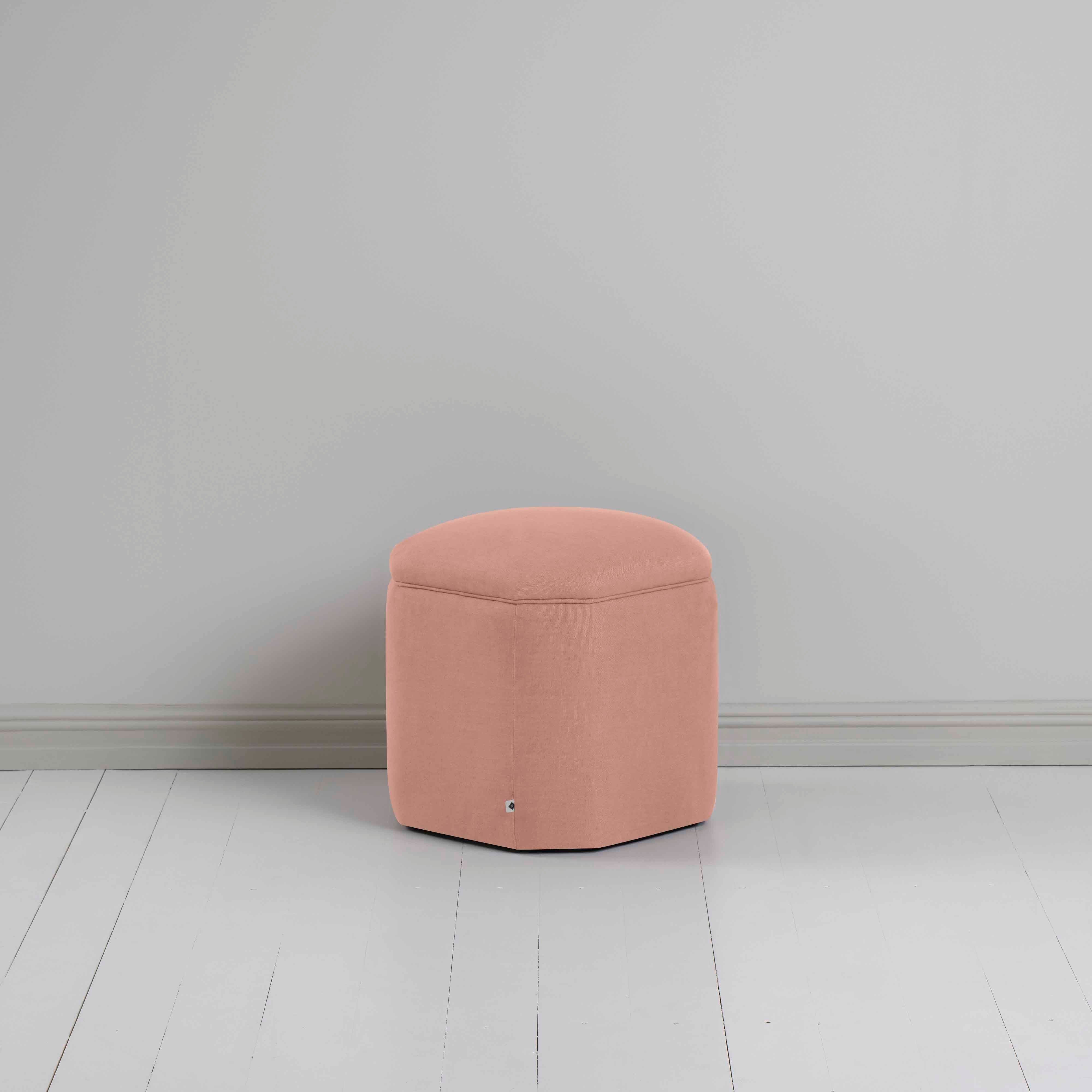  Thither Hexagonal Ottoman in Laidback Linen Roseberry - NiX 