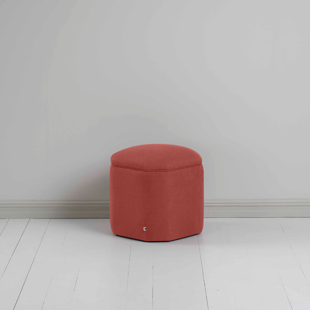  Thither Hexagonal Ottoman in Laidback Linen Rouge 