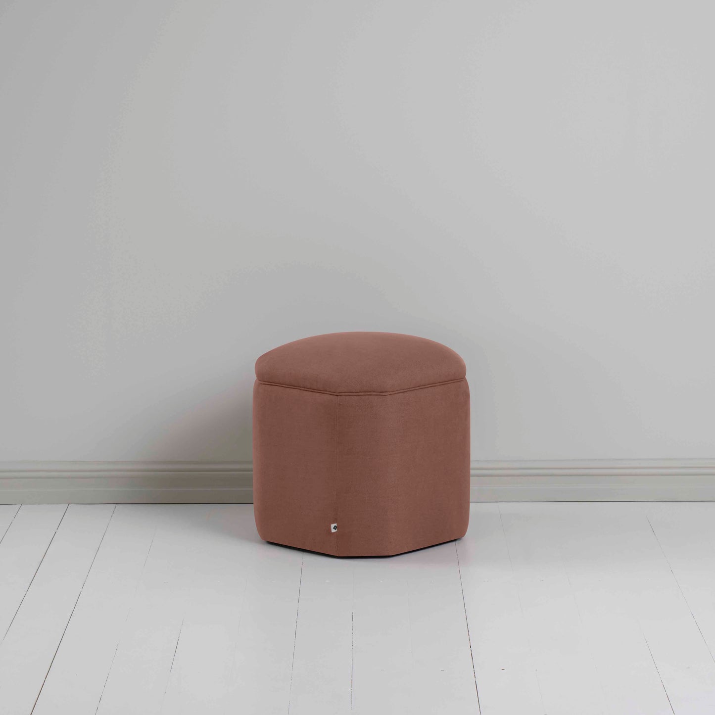 Thither Hexagonal Ottoman in Laidback Linen Sweet Briar