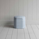  Thither Hexagonal Ottoman in Square Deal Cotton, Blue Brown - NiX 