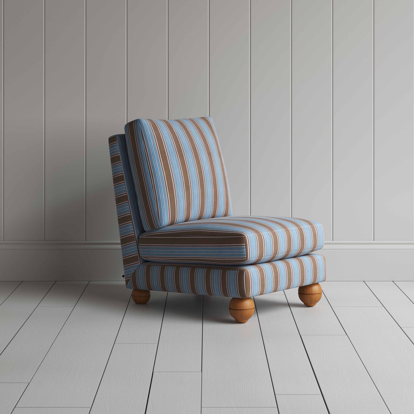 Perch Slipper Armchair in Regatta Cotton, Blue