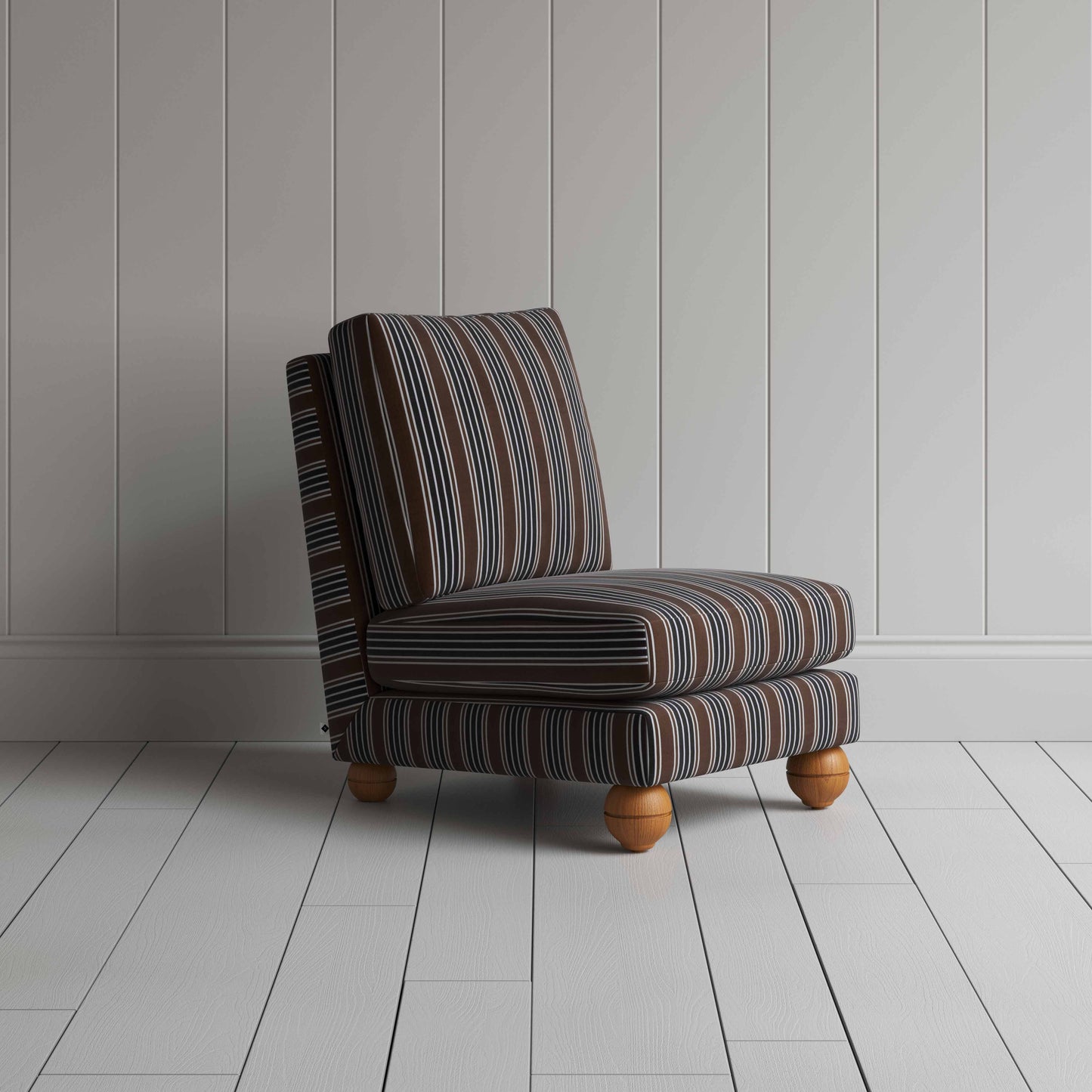 Perch Slipper Armchair in Regatta Cotton, Charcoal