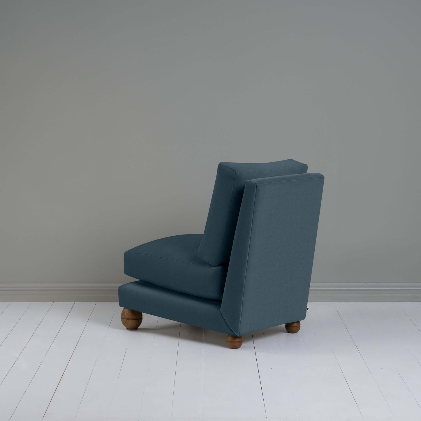 Perch Slipper Armchair in Intelligent Velvet Aegean