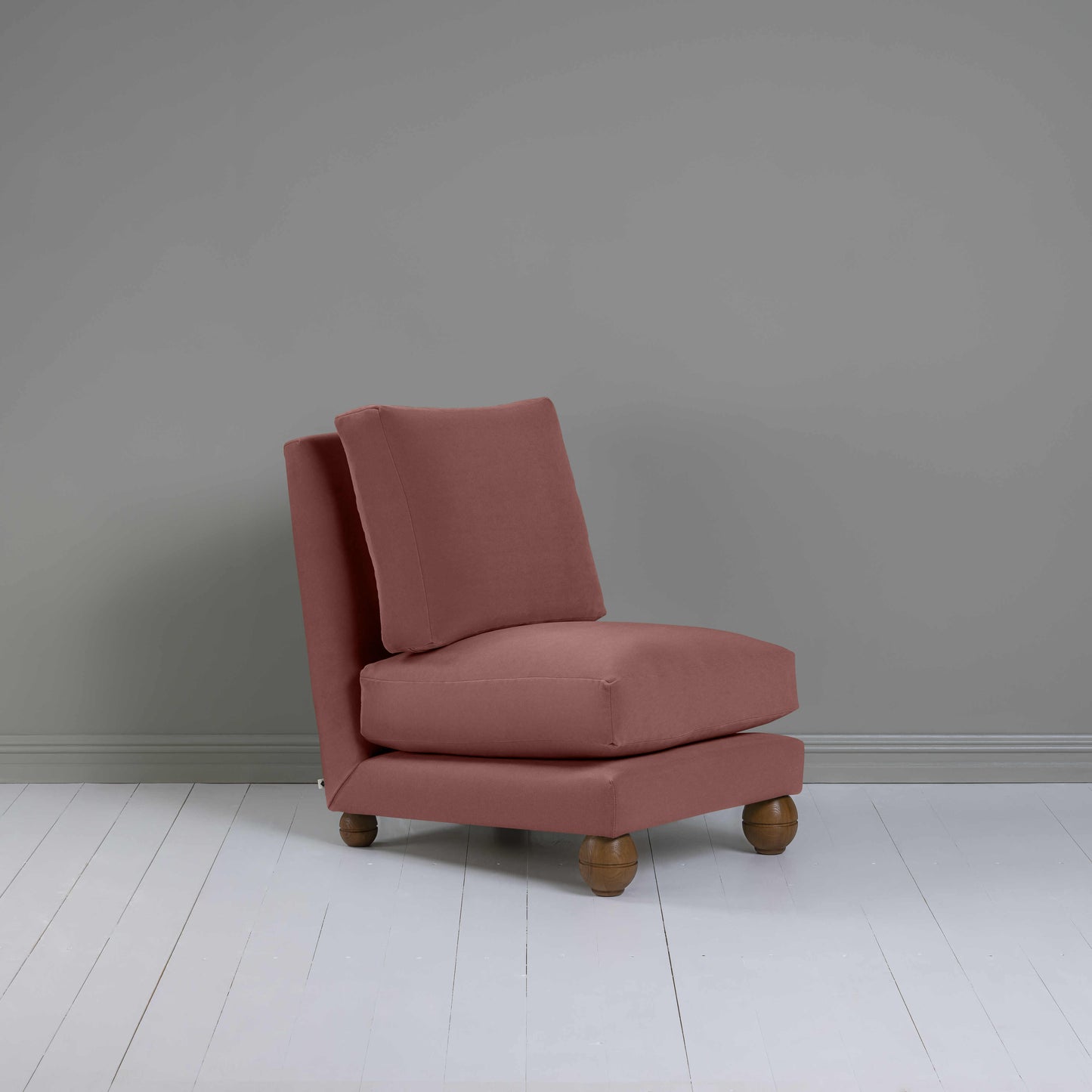 Perch Slipper Armchair in Intelligent Velvet Damson