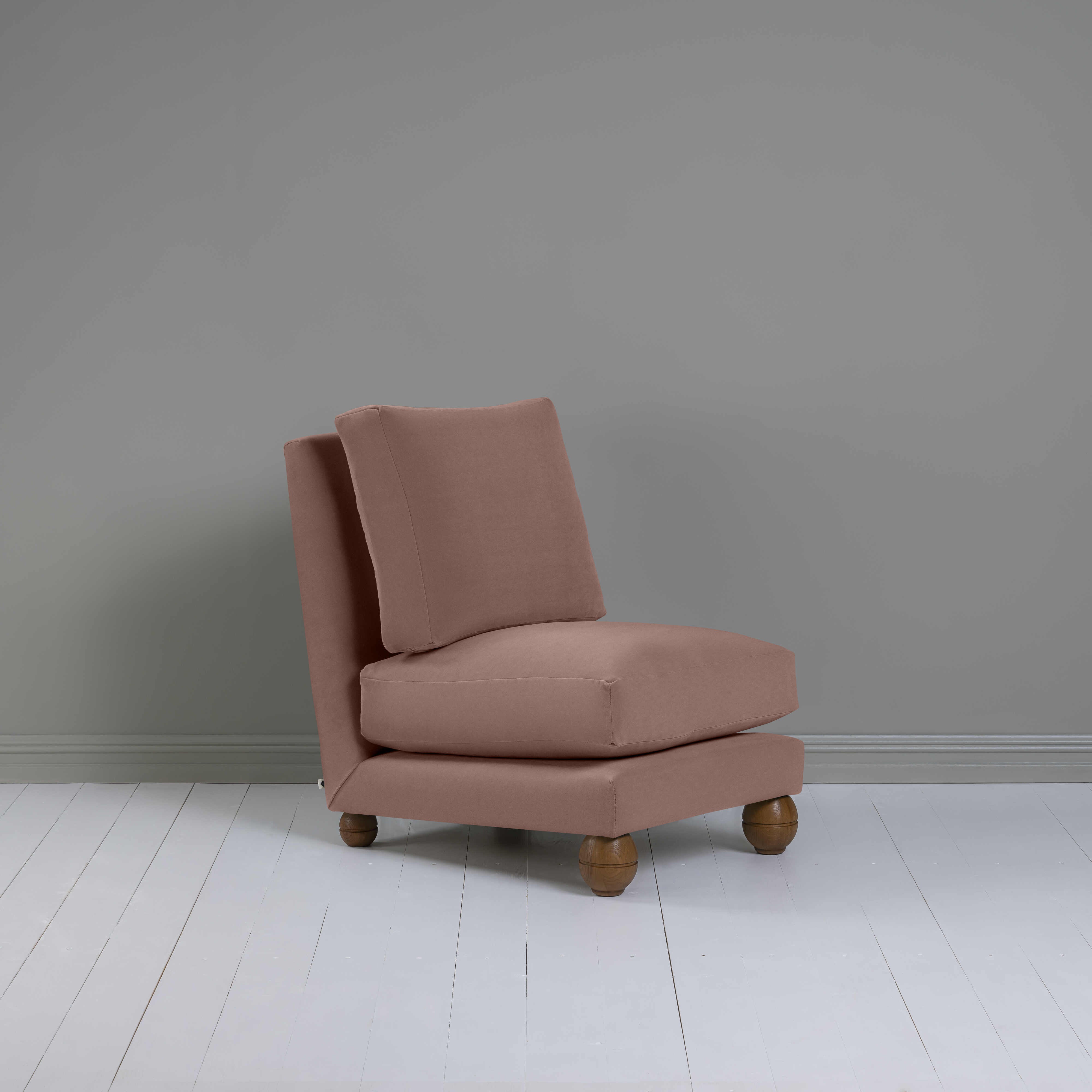  Perch Slipper Armchair in Intelligent Velvet Dusky Pink 