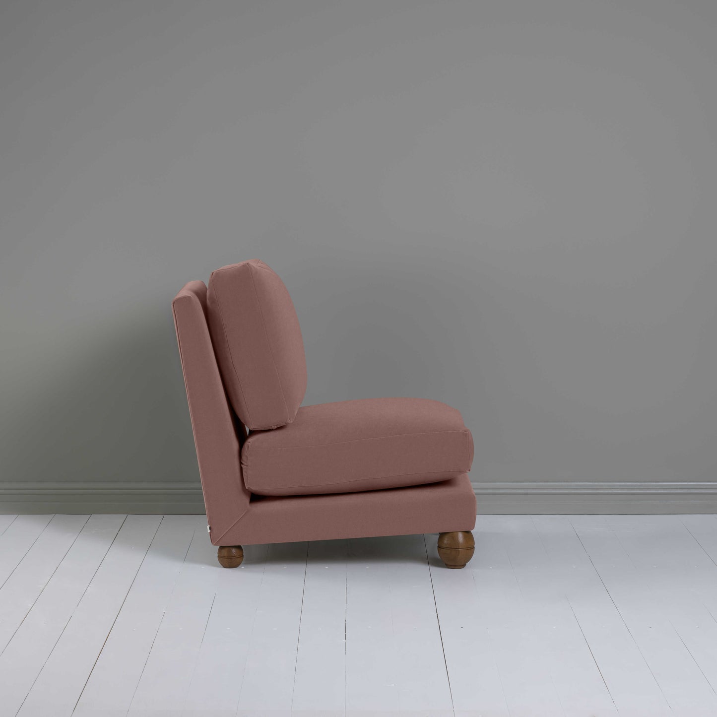 Perch Slipper Armchair in Intelligent Velvet Dusky Pink