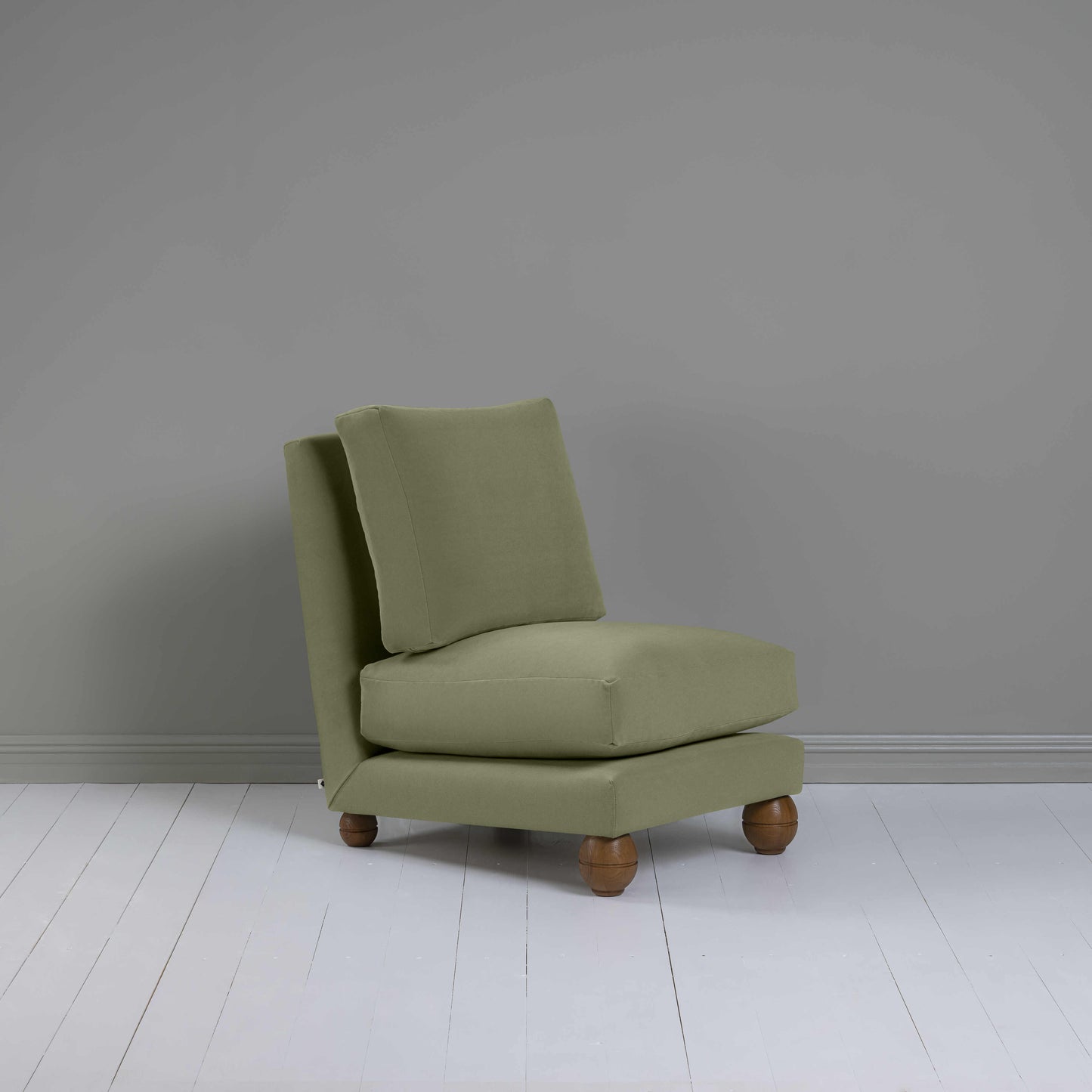 Perch Slipper Armchair in Intelligent Velvet Green Tea